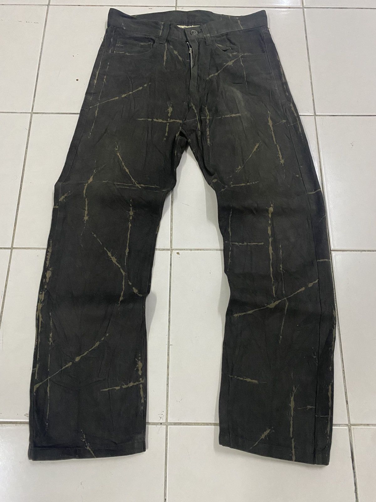 Japanese Brand VTG TESS HIRO Japan Distressed Scratch Denim Pants Size US 30 / EU 46 - 2 Thumbnail
