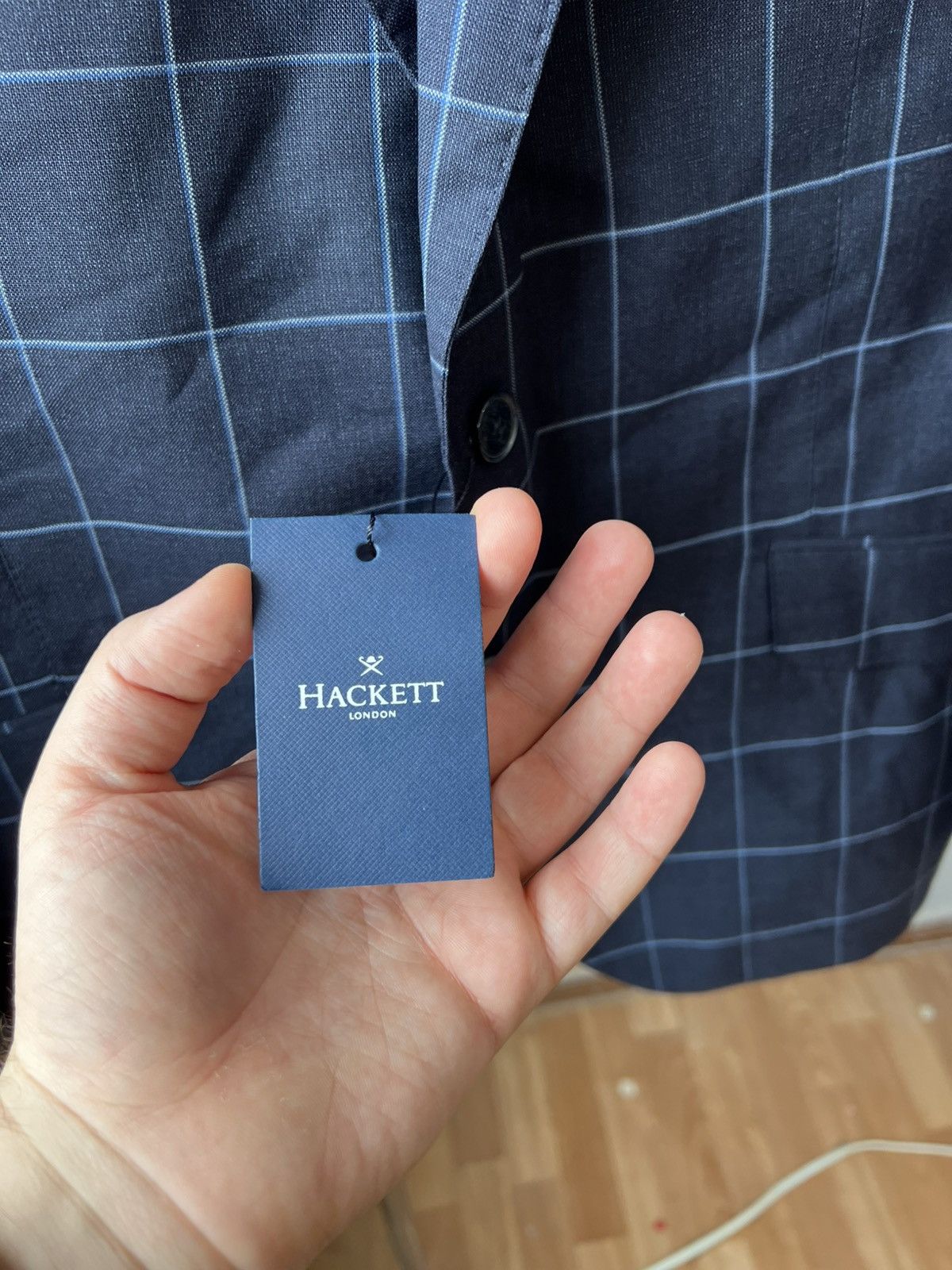 Hackett HACKETT LONDON MENS BLUE WINDOWPANE WOOL BLAZER JACKET 44R Size 44R - 7 Thumbnail