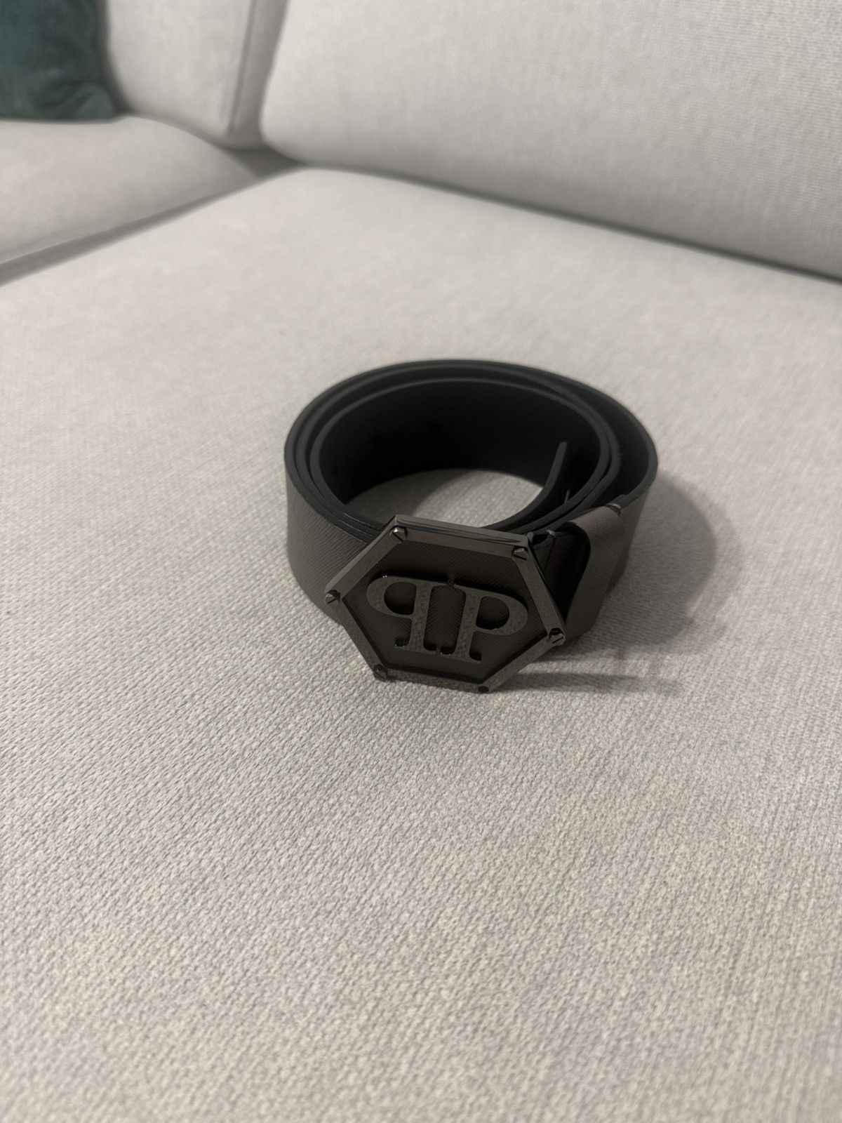 Philipp Plein Philipp Plein grey leather belt Size 36 - 1 Thumbnail