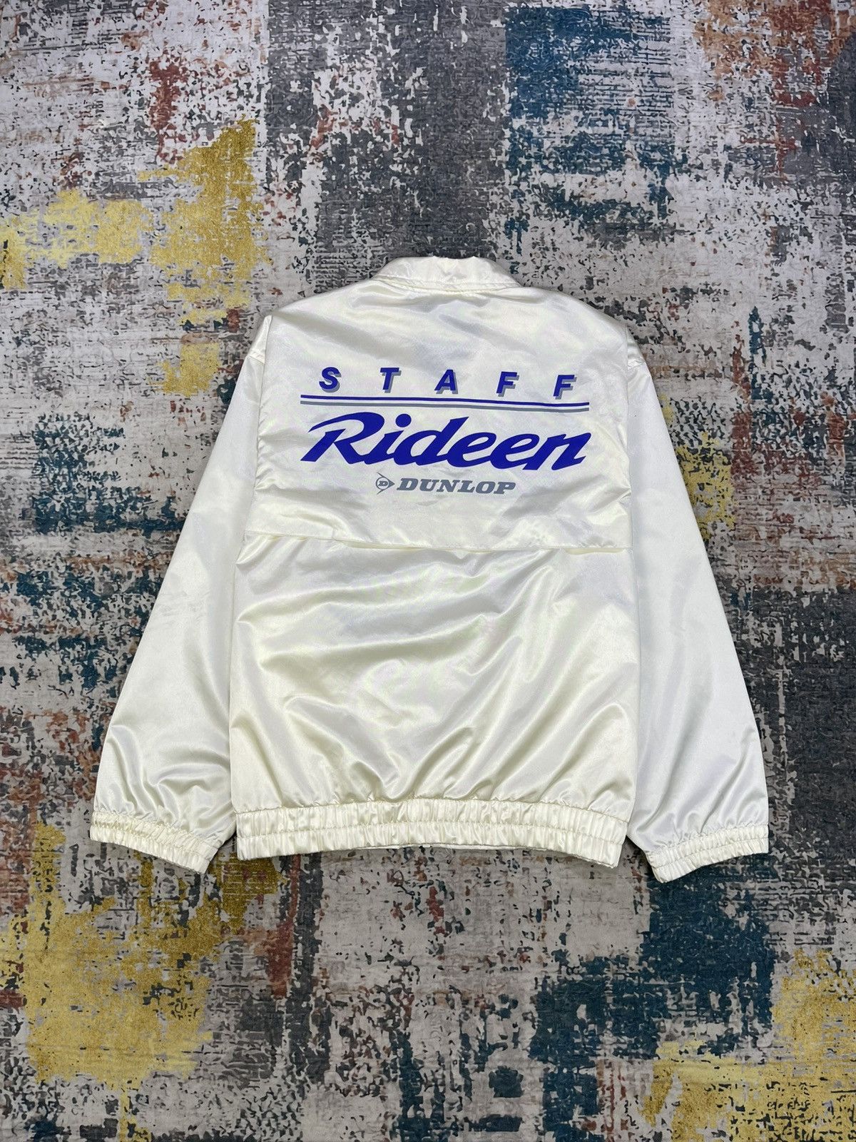 Vtg Dunlop Racing Staff Rideen Nylon Zipper Jacket
