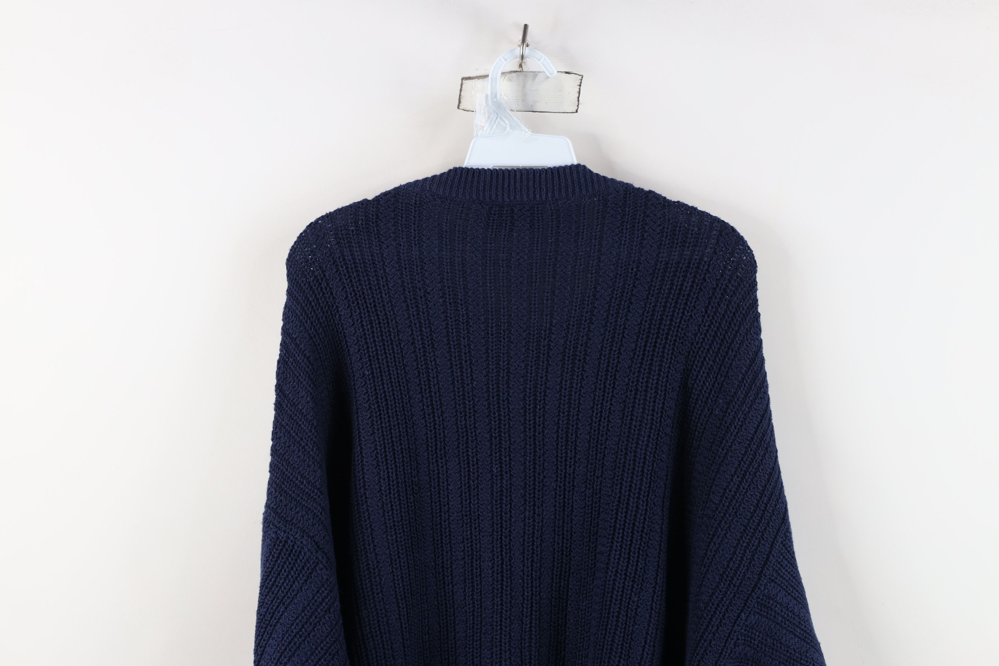 Vintage Vintage 90s Streetwear Ribbed Knit Crewneck Sweater Blue Size US XL / EU 56 / 4 - 10 Thumbnail