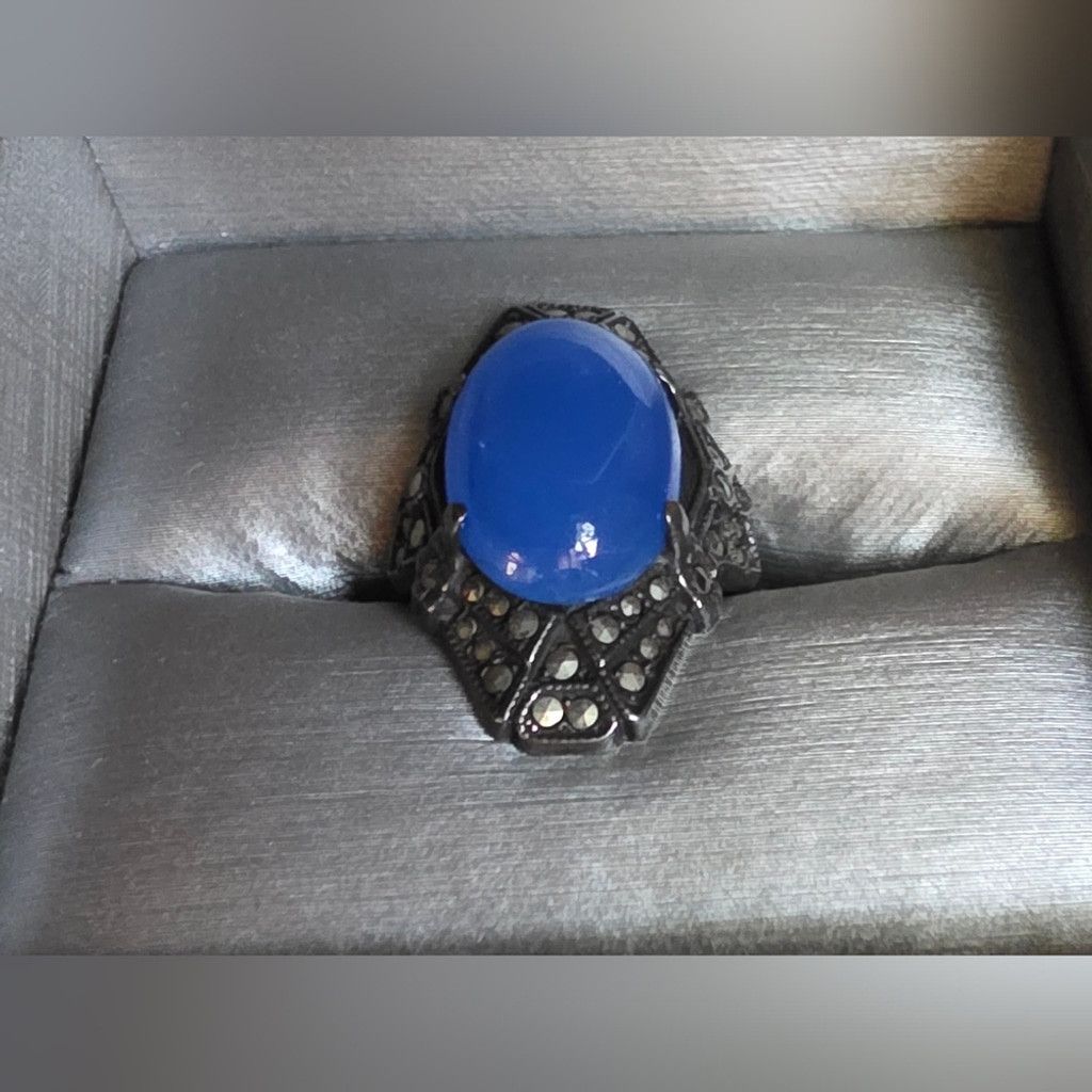 non Vintage Uncas Sterling Silver Art Deco Ring Size ONE SIZE - 2 Thumbnail