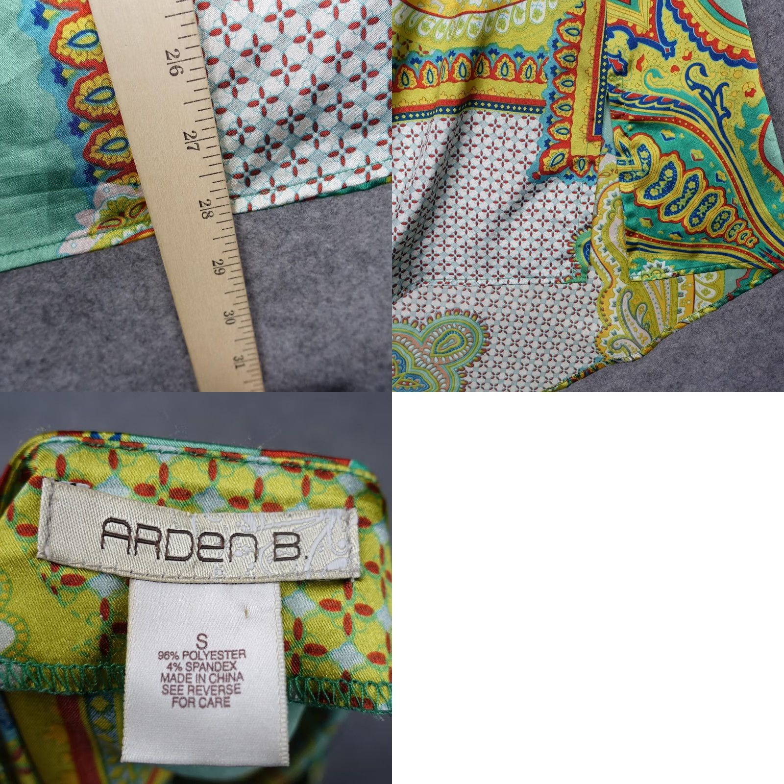 Vintage Arden B Shirt Womens S Green Paisley Print Satin Boho Tunic Top Vintage Y2K Dressy Blouse Womens Size S / US 4 / IT 40 - 9 Thumbnail