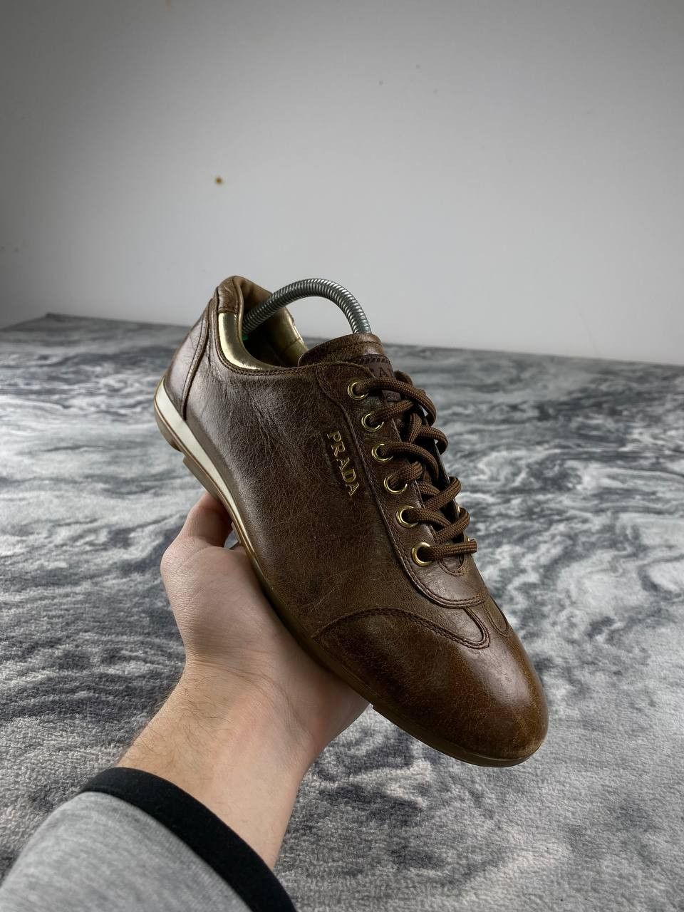 Prada Vintage Prada Leather Trainers Sneakers Women Size 36 Brown Size US 6 / IT 36 - 10 Thumbnail