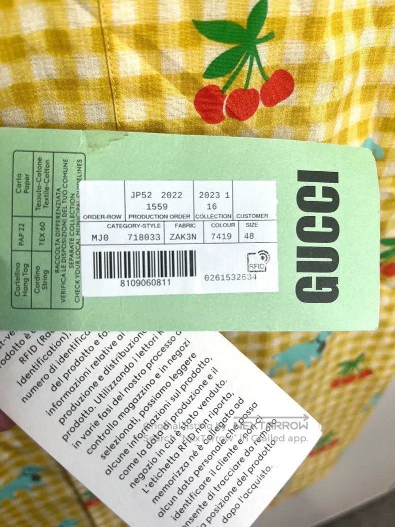 Gucci Gucci Co-branded yellow plaid cherry lamb logo short-sleev Size US M / EU 48-50 / 2 - 4 Thumbnail