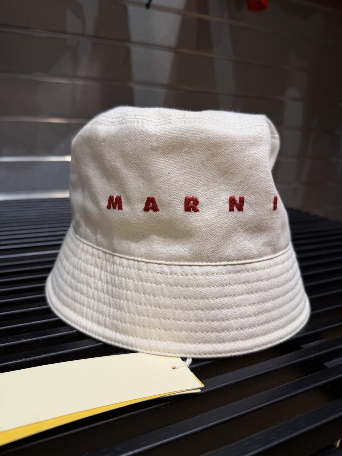 The Unbranded Brand MARNI Organic Gabardine Embroidered Logo Bucket Hat (L) Size ONE SIZE - 9 Thumbnail