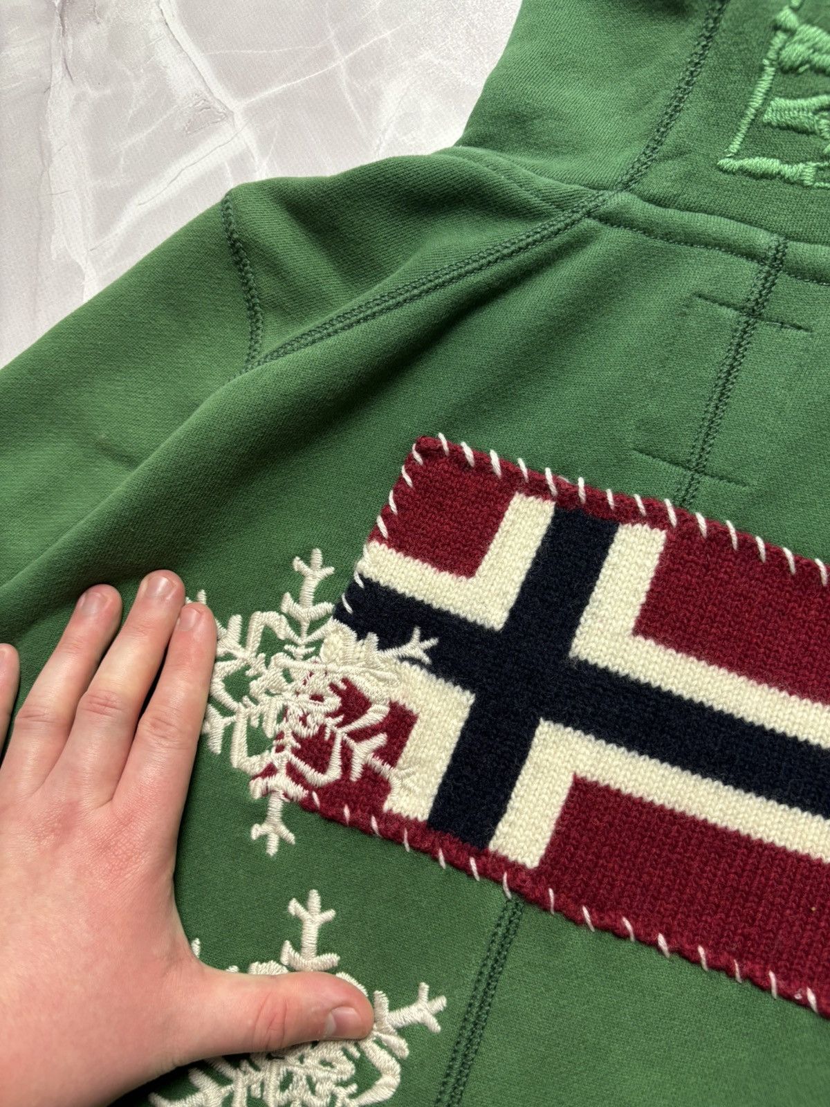 Napapijri Napapijri Flag Green Zip Hoodie Sherpa Trim Ski Patch Size M / US 6-8 / IT 42-44 - 9 Thumbnail