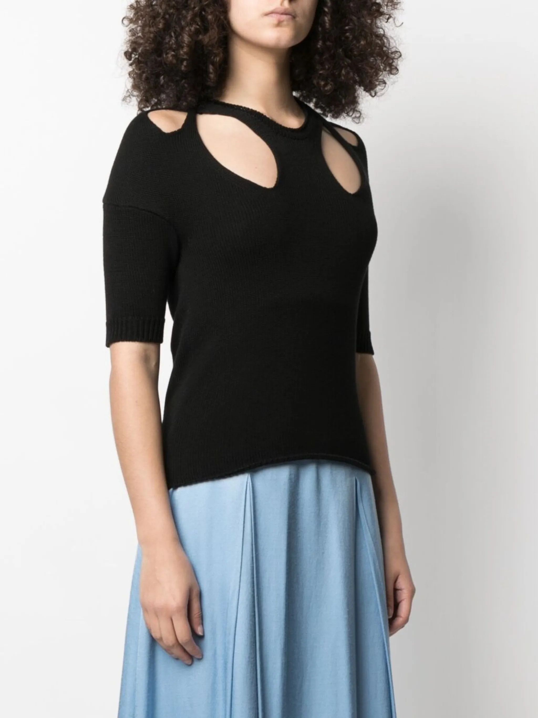 Chloe o1y0825 Short Sleeves Sweater in Black Size XS / US 0-2 / IT 36-38 - 3 Thumbnail