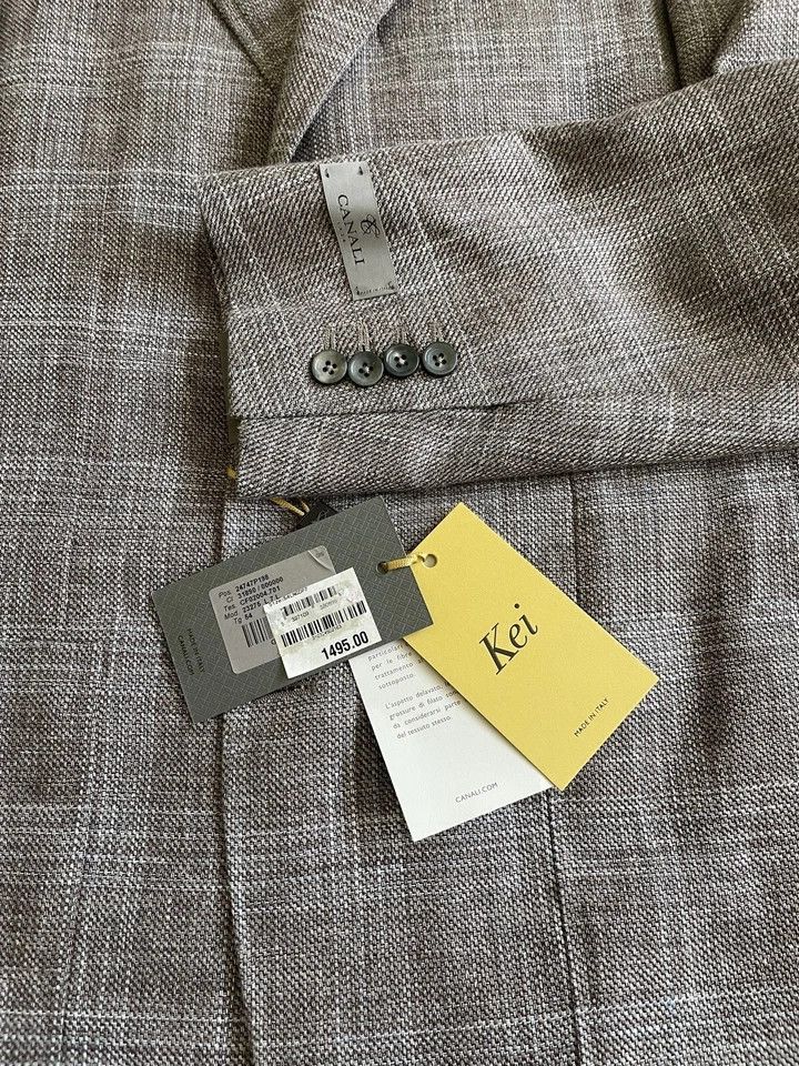 Canali Canali Kei Plaid Linen & Wool Sport Coat 54 EU / 44 US Long Size 44L - 6 Thumbnail
