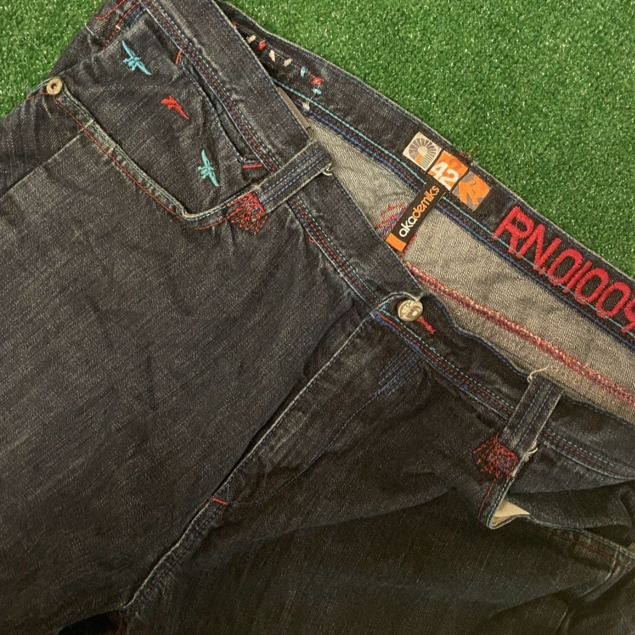 Akademiks VINTAGE Akademiks Jeans Baggy Skater Grunge Hip Hop Y2K VTG Mens 42 Wide-Leg 32 Inseam Blue Wings Size US 42 / EU 58 - 5 Thumbnail