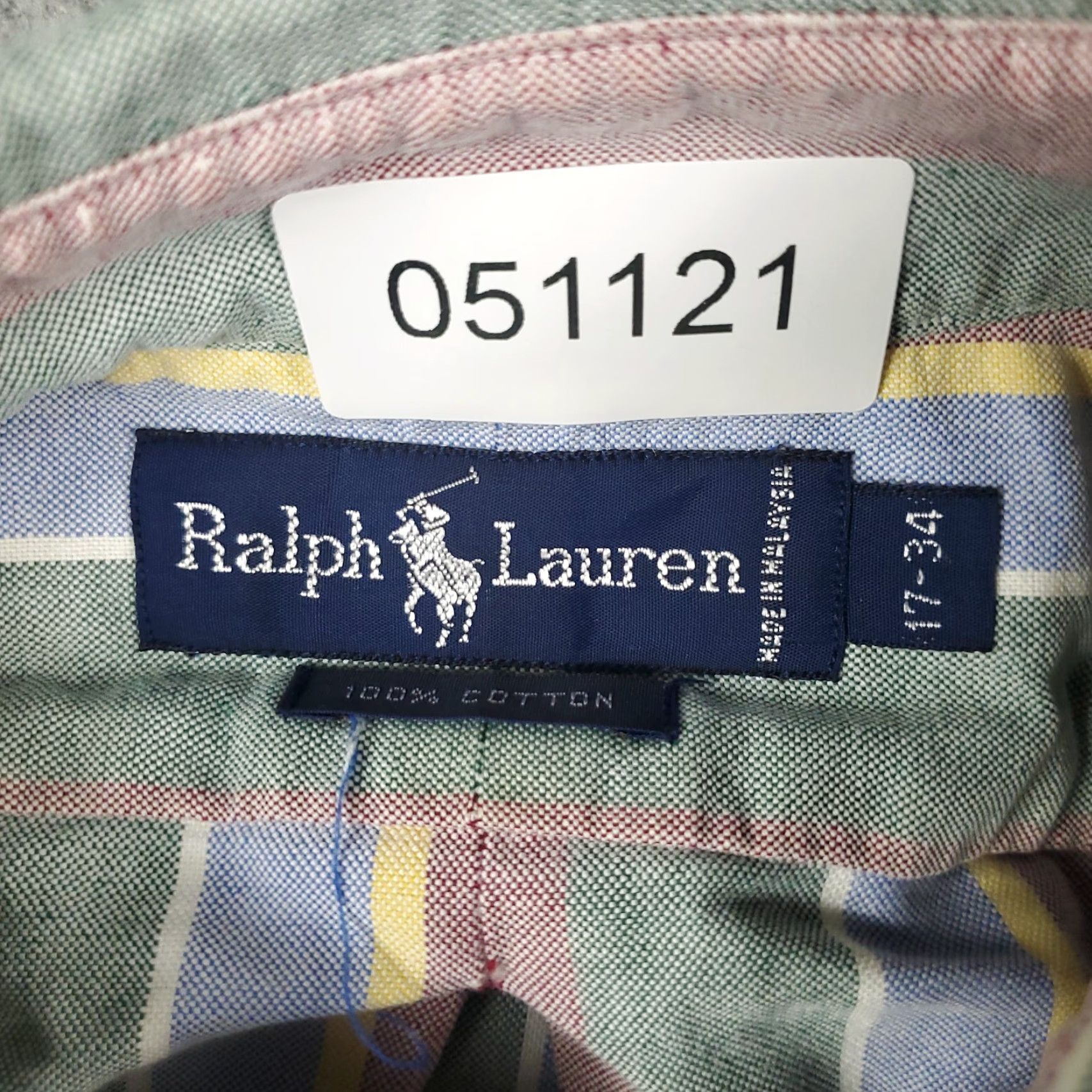 Ralph Lauren Ralph Lauren Shirt Mens 17 Blue Green Striped Dress Shirt Long Sleeve Button-Down Cotton Regular Fit Size 46R - 7 Thumbnail