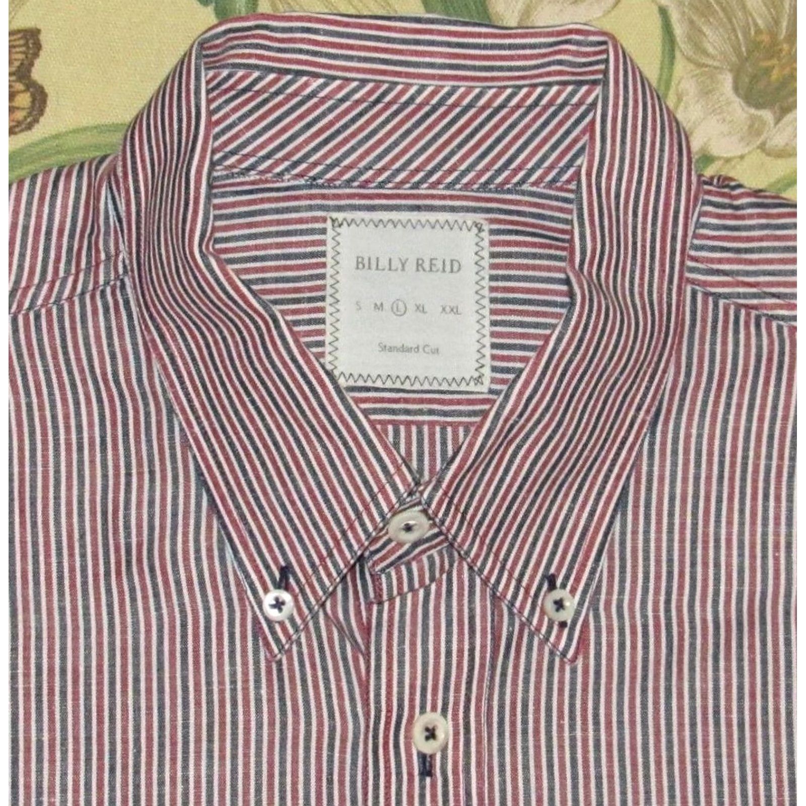 Billy Reid BILLY REID Red Blue Linen Cotton Blend Long Sleeve Button Down Shirt Large Shirt Mens XS? Size US L / EU 52-54 / 3 - 2 Thumbnail