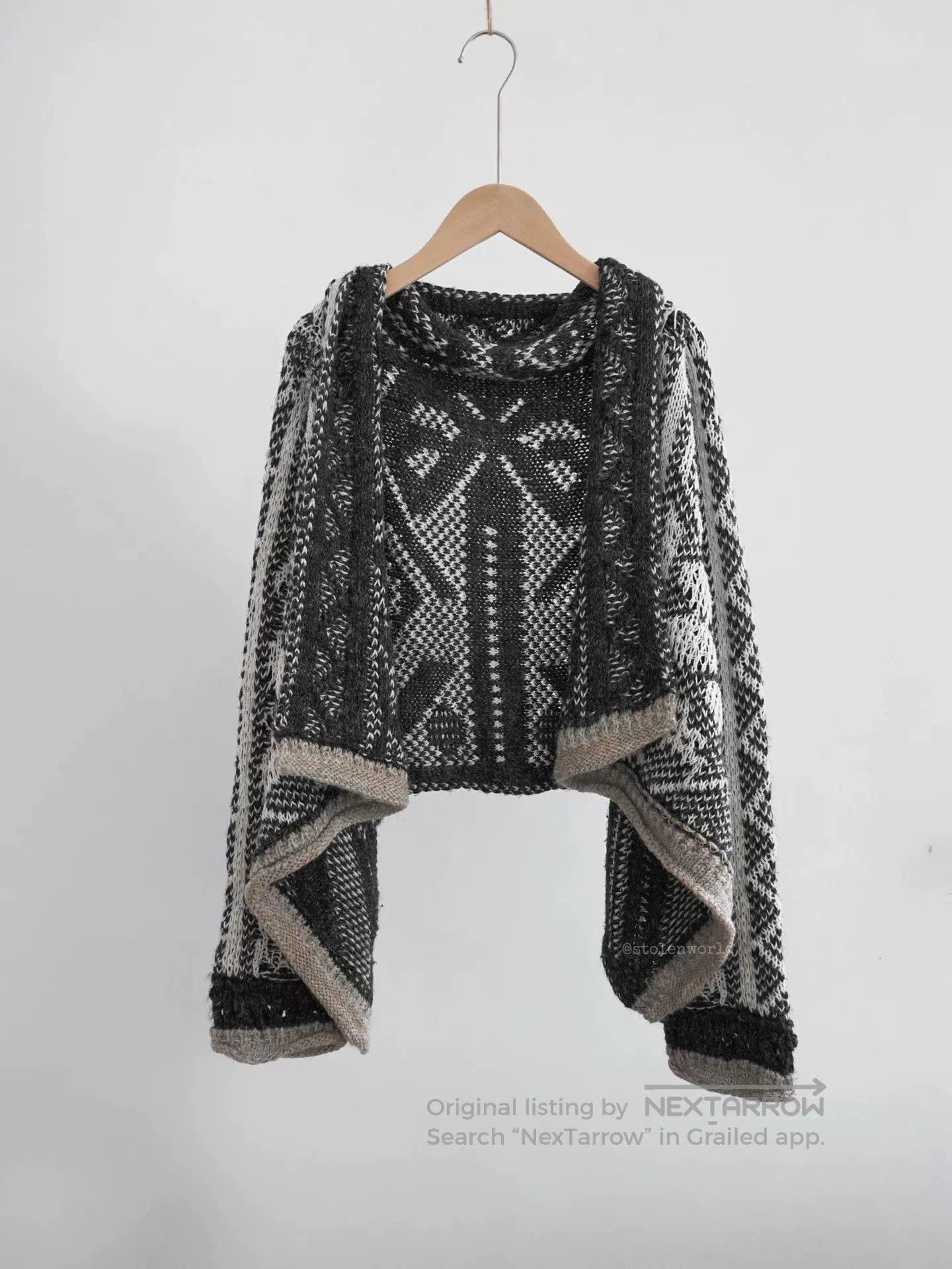 Issey Miyake wool knitted cardigan with unique pattern. Size M / US 6-8 / IT 42-44 - 2 Thumbnail