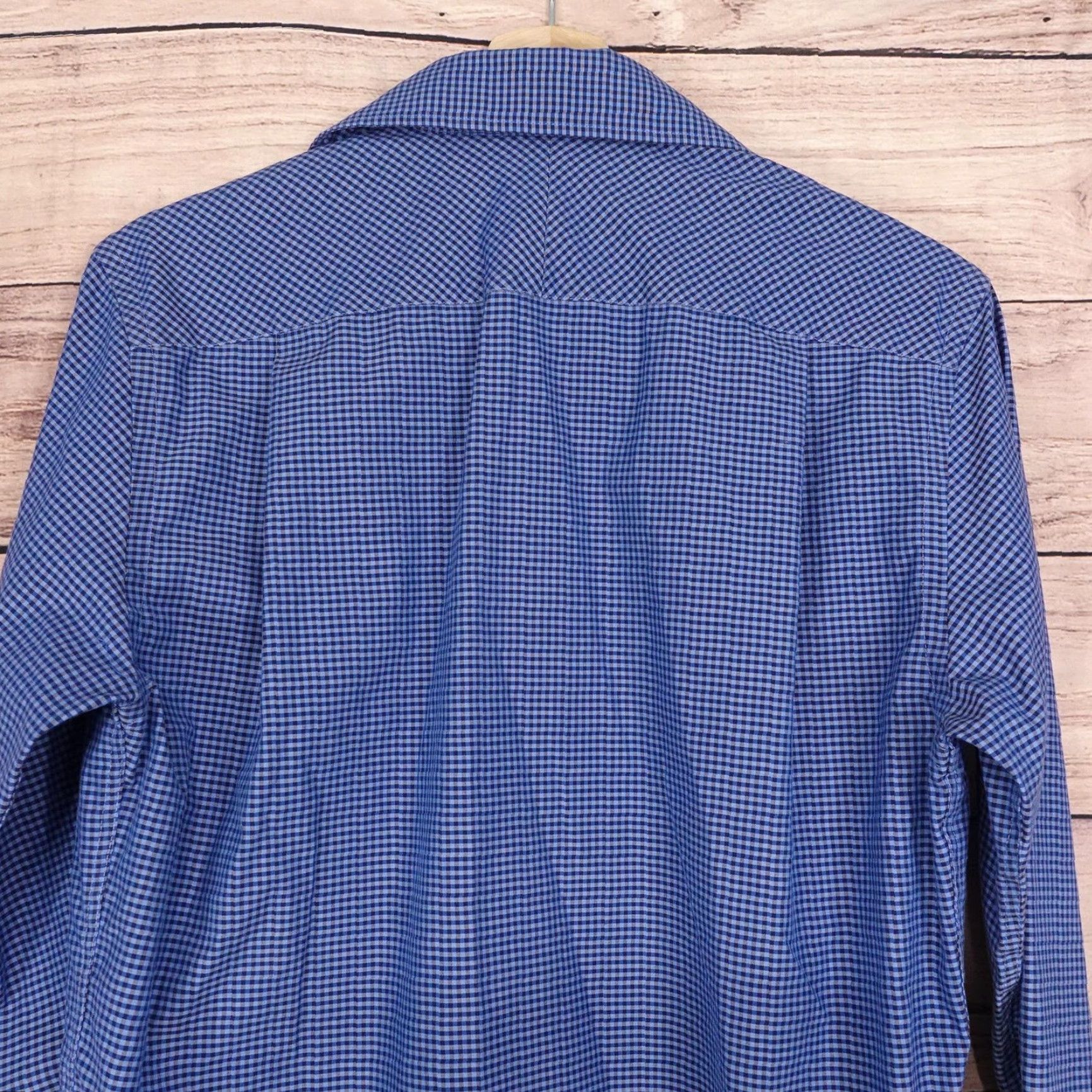 Joseph Abboud Joseph Abboud Indigo Blue Shirt Men Neck 16 Slim Non-Iron Gingham Dress 34/35 Sleeve 100% Cotton Mens Size US L / EU 52-54 / 3 - 5 Thumbnail