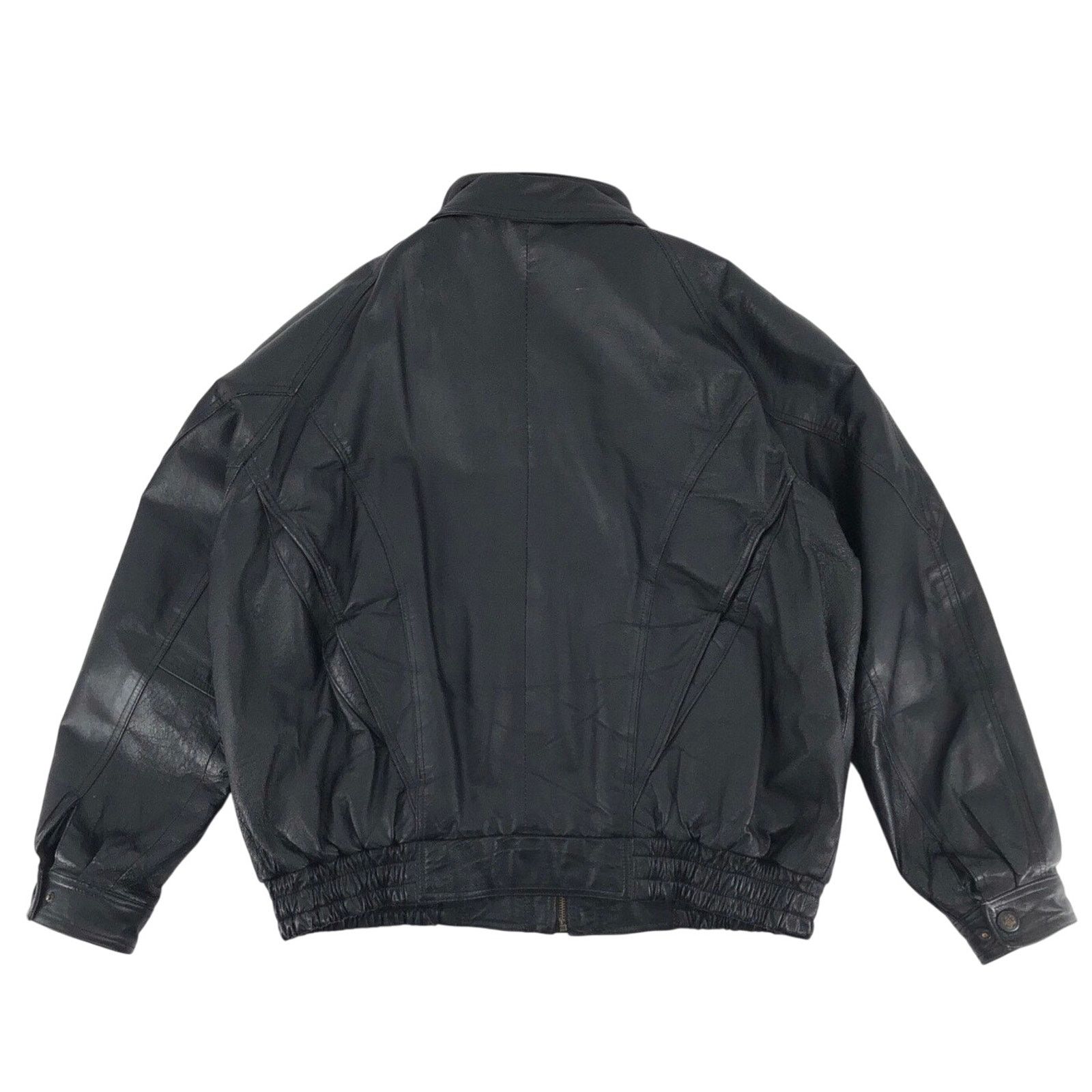 Vintage 90s black leather biker jacket 1990s vintage Size US XL / EU 56 / 4 - 2 Thumbnail