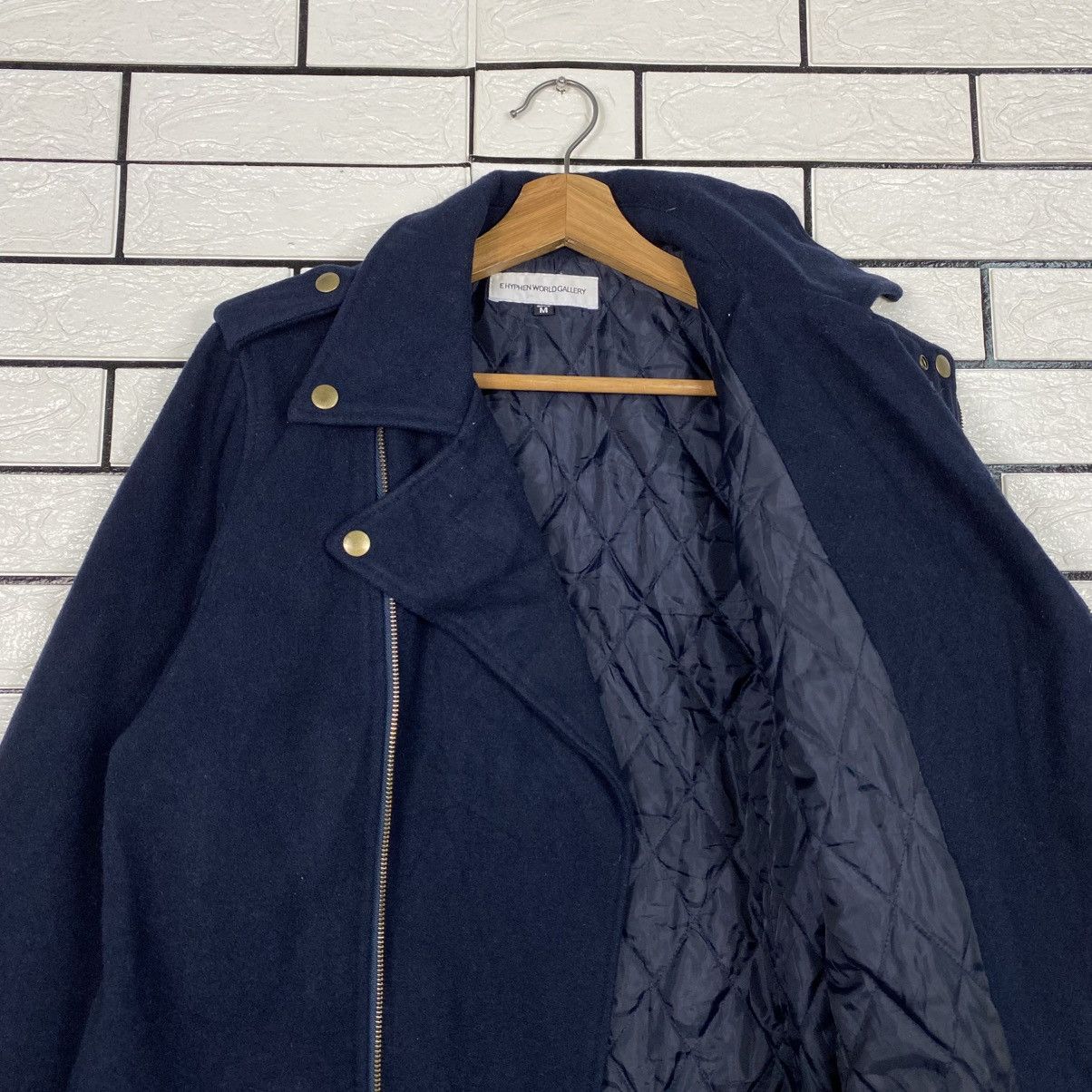 Japanese Brand Ehyphen World Gallery Wool Biker Jacket Double Collar Size US M / EU 48-50 / 2 - 13 Thumbnail