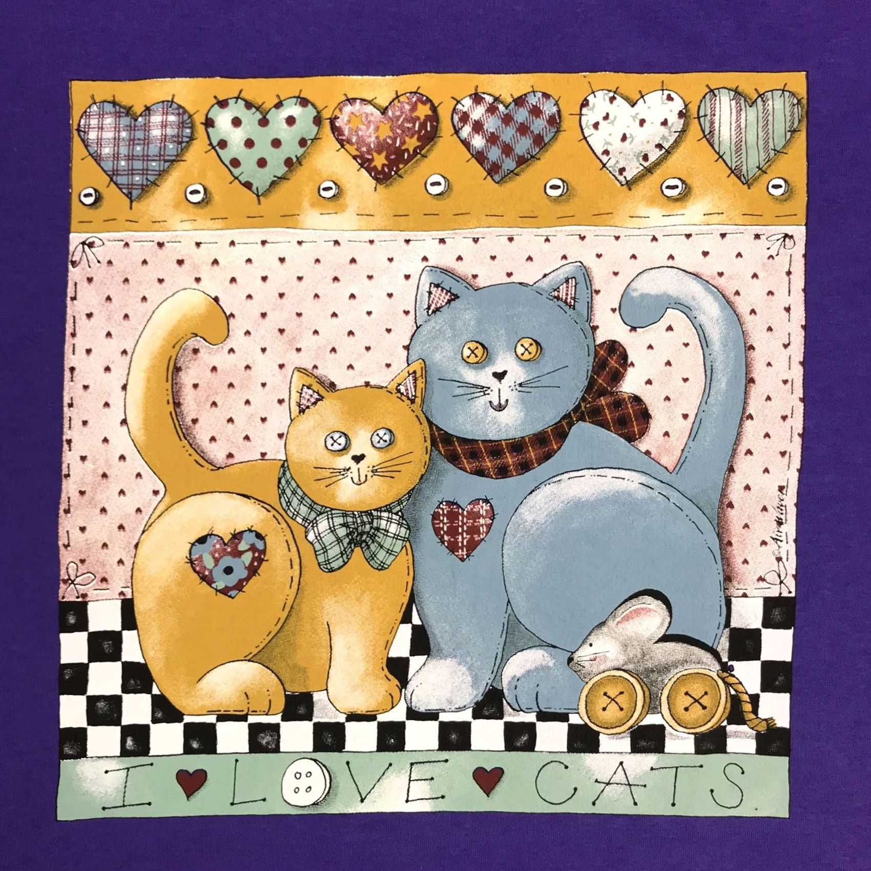 Hanes VINTAGE Hanes I Love Cats T-Shirt Purple Graphic Tee Short Sleeve Crew Neck L Women 90s Size L / US 10 / IT 46 - 5 Thumbnail