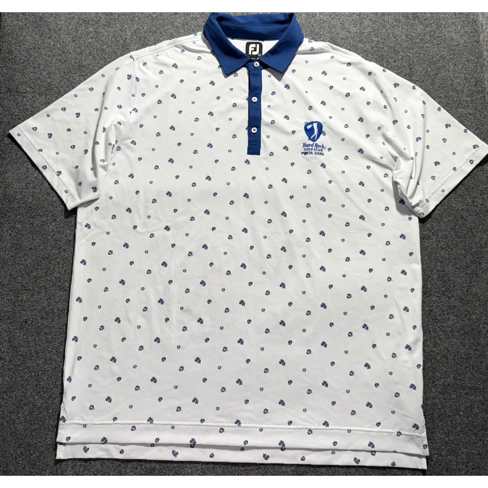 Footjoy FootJoy Polo Shirt 2XL White Floral Short Sleeve Stretch Pique Golf Men’s Regular Logo Size US XXL / EU 58 / 5 - 2 Thumbnail