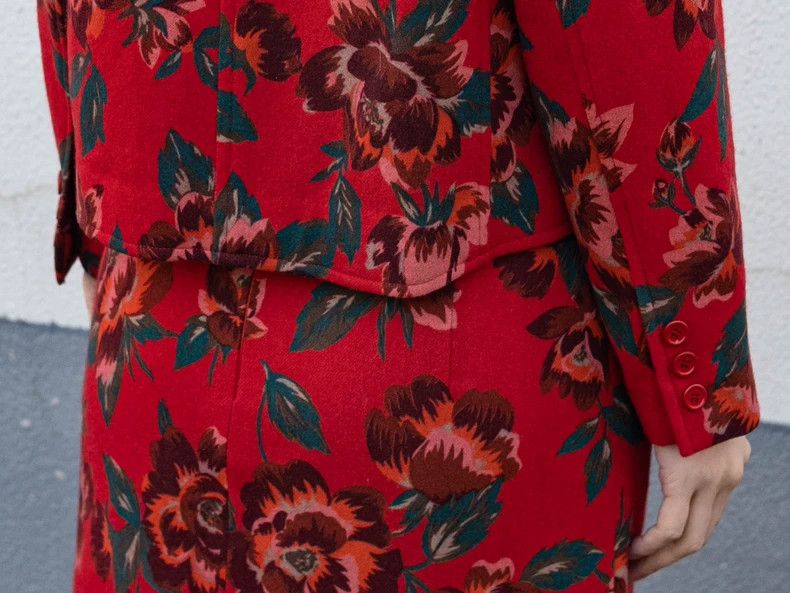 Kenzo KENZO Red floral wool set in vintage style Size M / US 6-8 / IT 42-44 - 5 Thumbnail