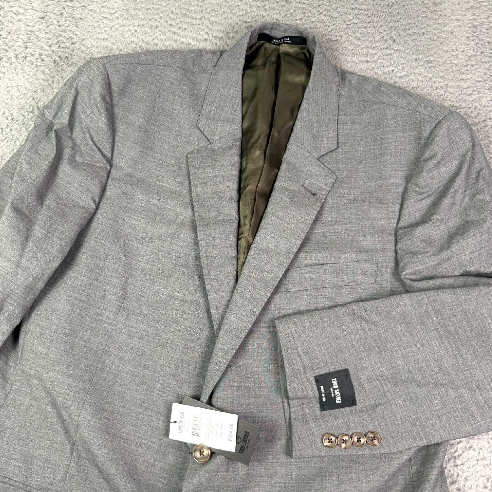 Todd Snyder Todd Snyder Trop Wool Suit Jacket Mens 44R Charcoal Gray Sutton Fit Italy NEW Size 44R - 2 Thumbnail