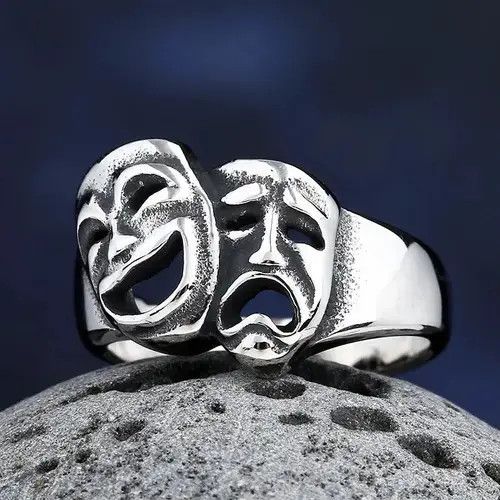 Japanese Brand × Vintage Stainlesss Steel Cry and Smile Ring Size ONE SIZE - 2 Thumbnail