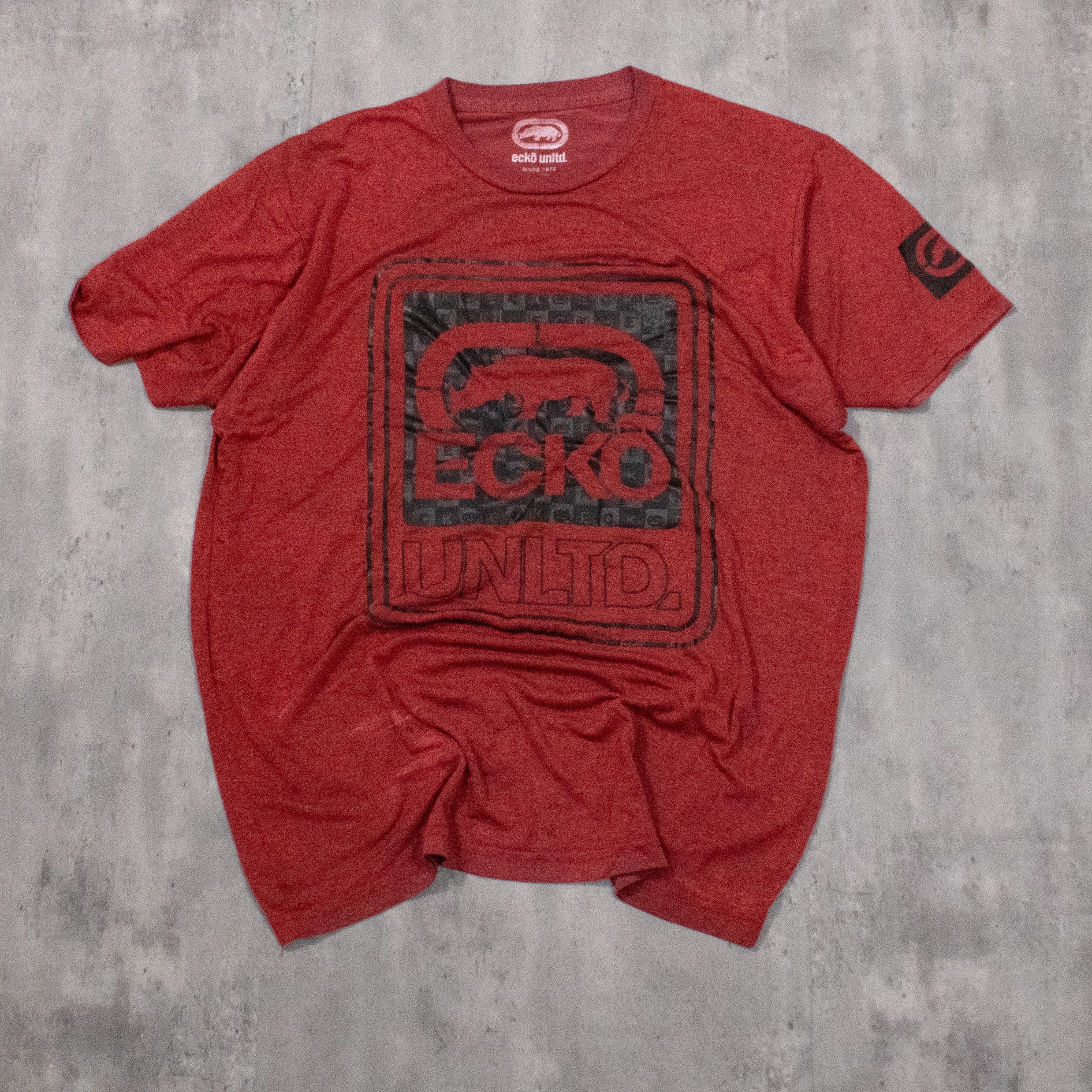 Ecko Unltd. Ecko Unlimited Big Print Burgundy Red Double Stitch T-Shirt Size US M / EU 48-50 / 2 - 3 Thumbnail