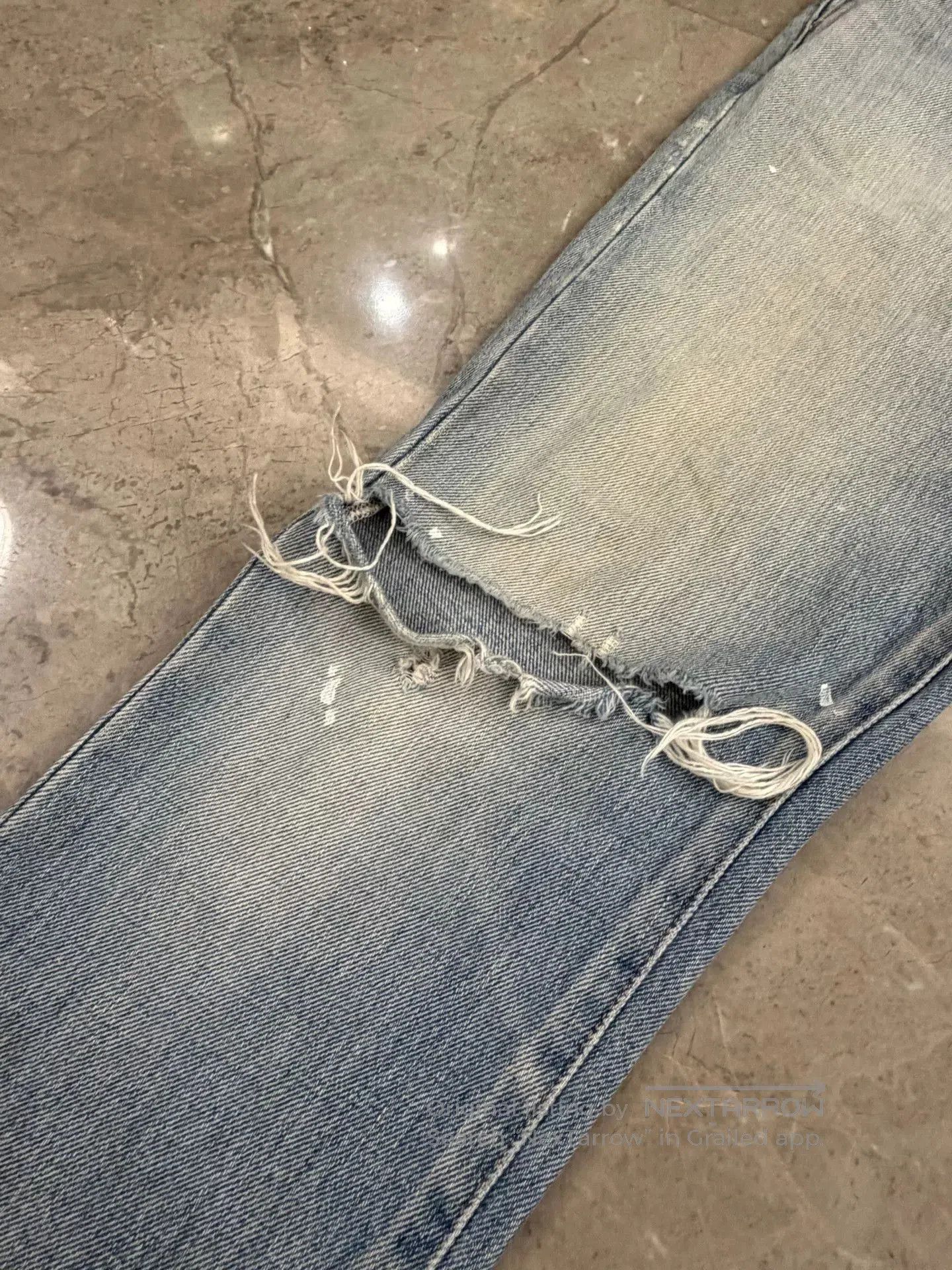 Saint Laurent Paris Saint Laurent Blue Distressed Denim Pants. Size US 29 - 3 Thumbnail
