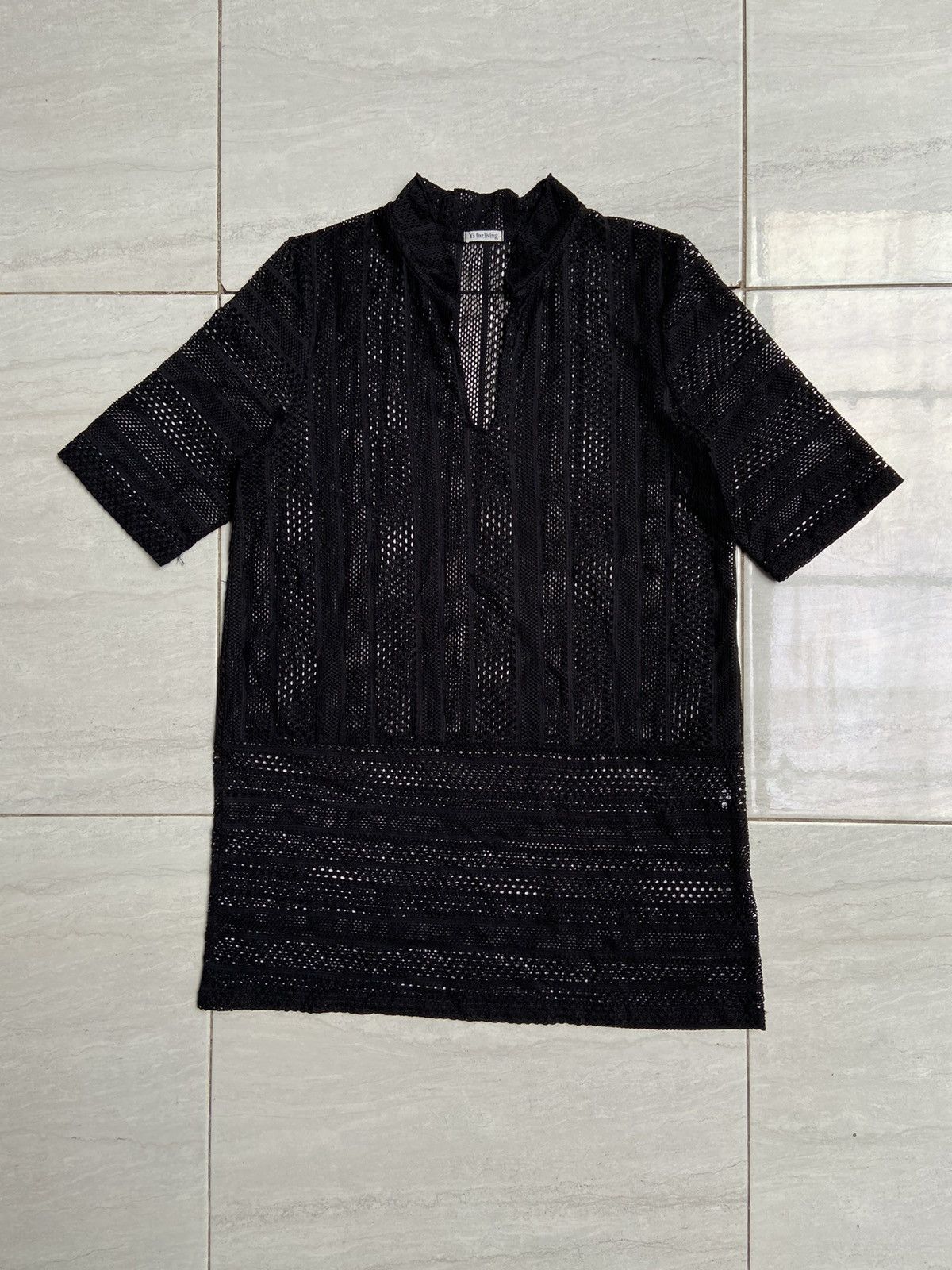 image of Yohji Yamamoto x YS Y’S For Living Black Mesh T-Shirt, Men's (Size Small)