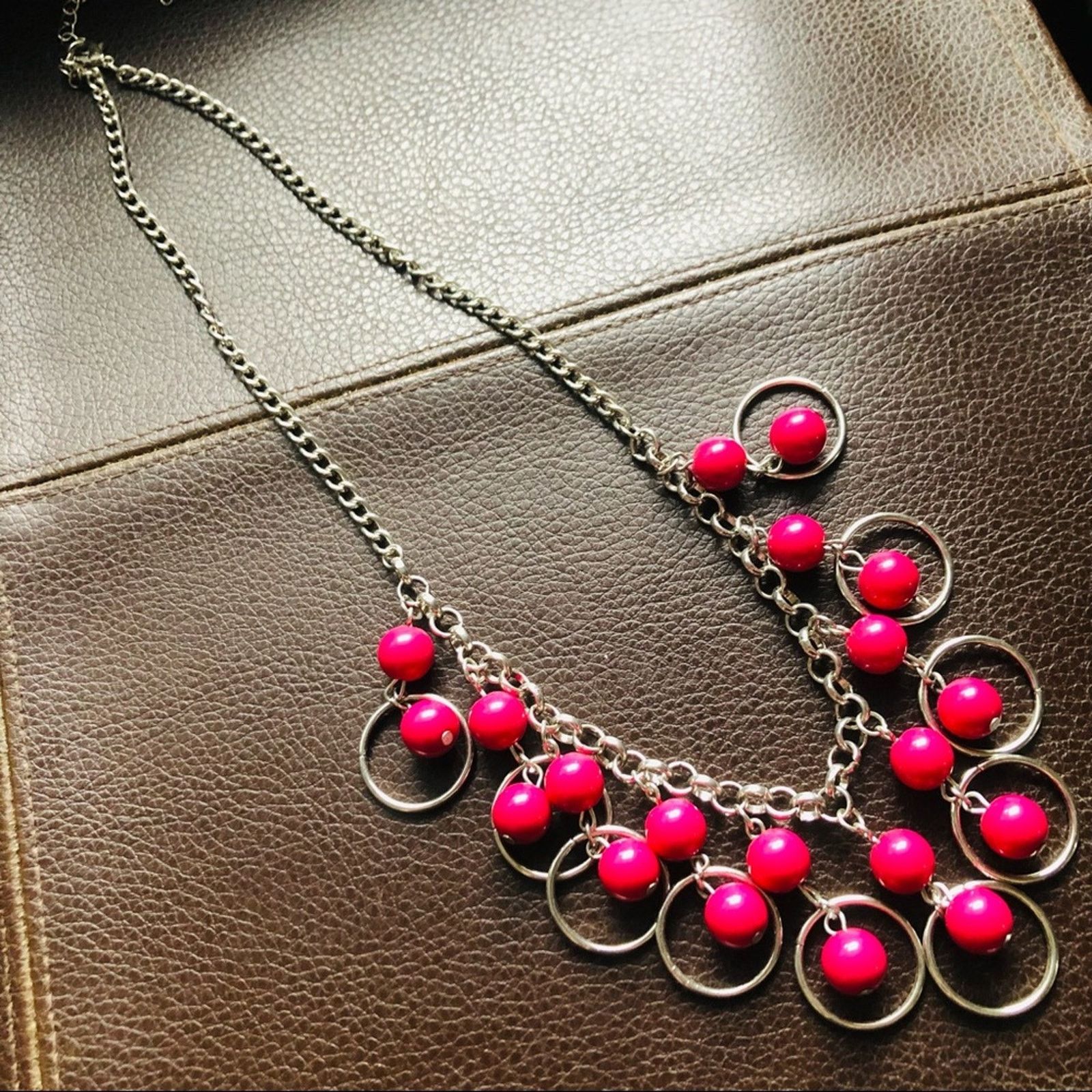 Jewelry Fuchsia pink beaded chain statement necklace Size ONE SIZE - 5 Thumbnail
