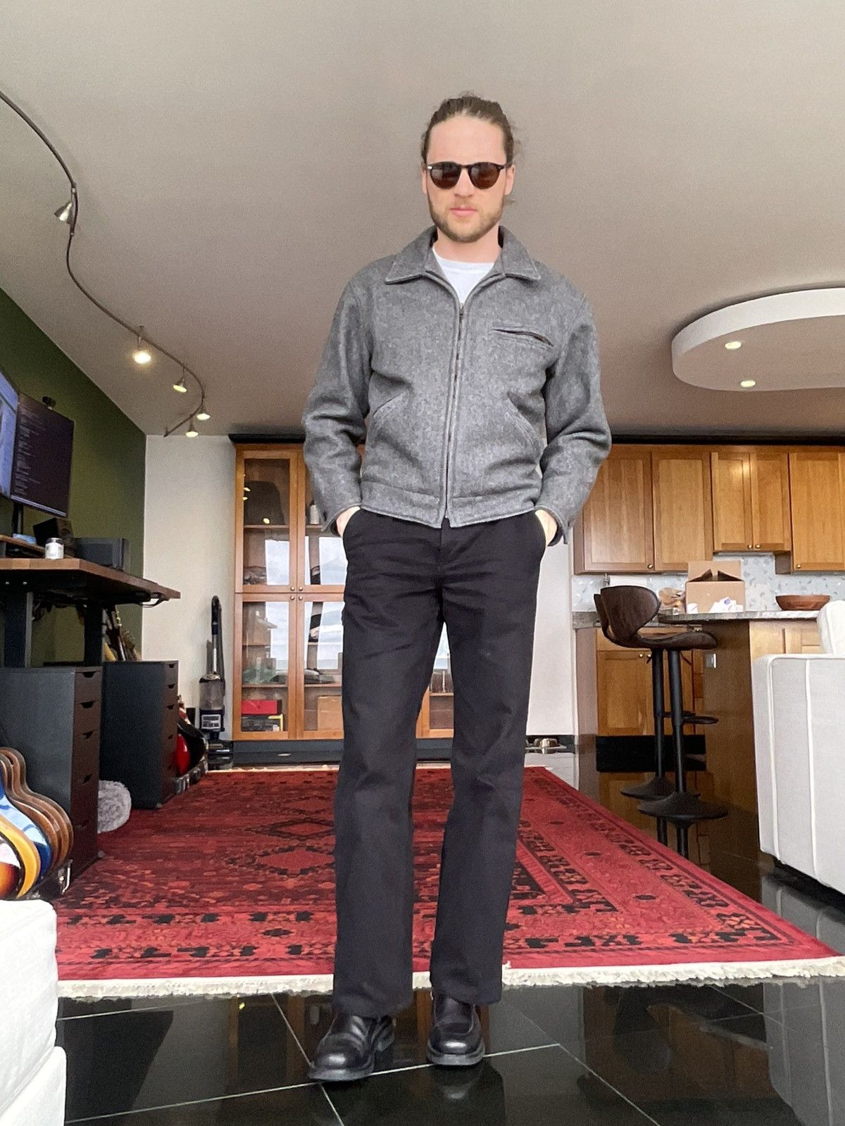 Schott Gray Wool Zipped Jacket Size US M / EU 48-50 / 2 - 7 Thumbnail
