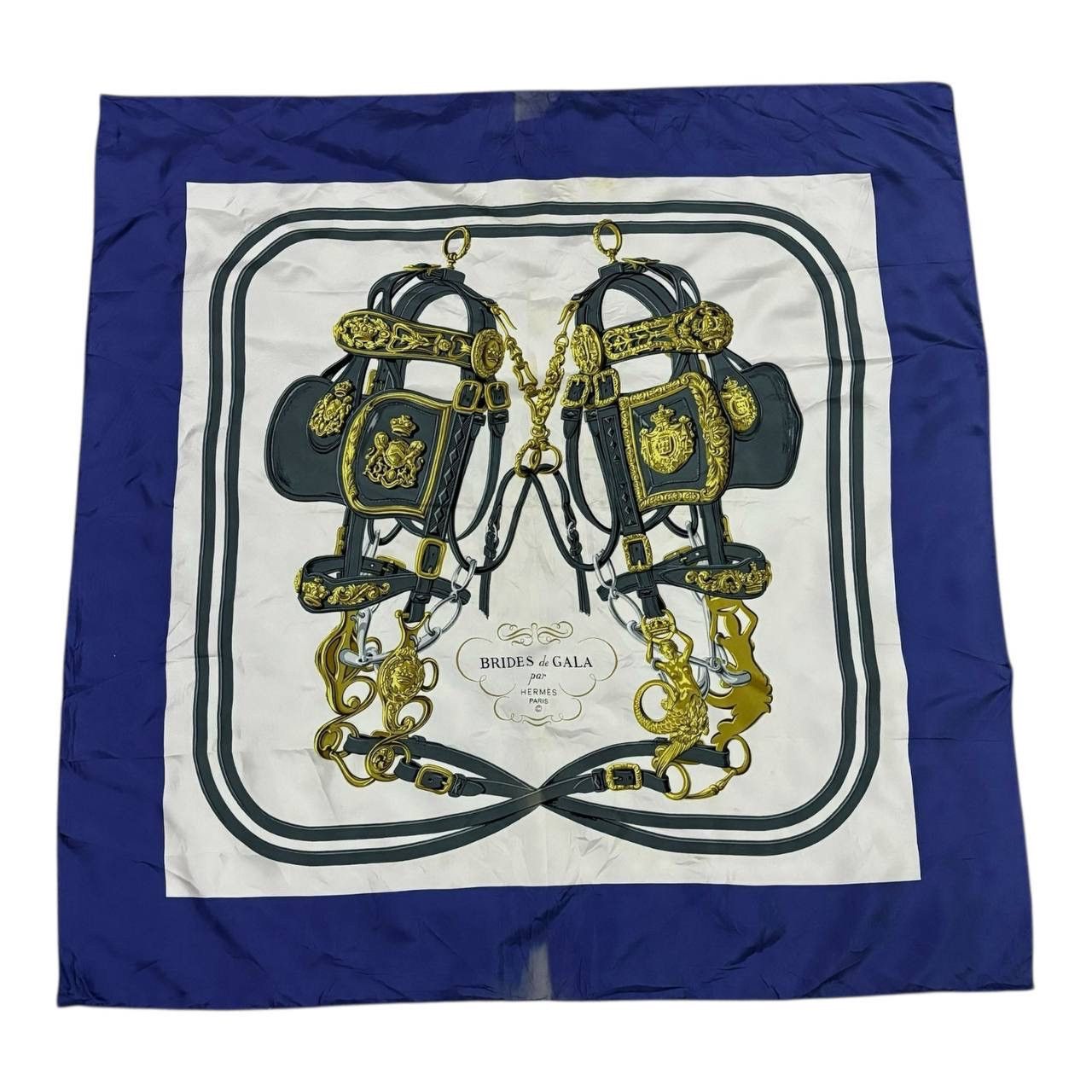 Hermes Hermes Brides de Gala Silk Scarf 90cm Vintage Navy Gold Size ONE SIZE - 1 Thumbnail