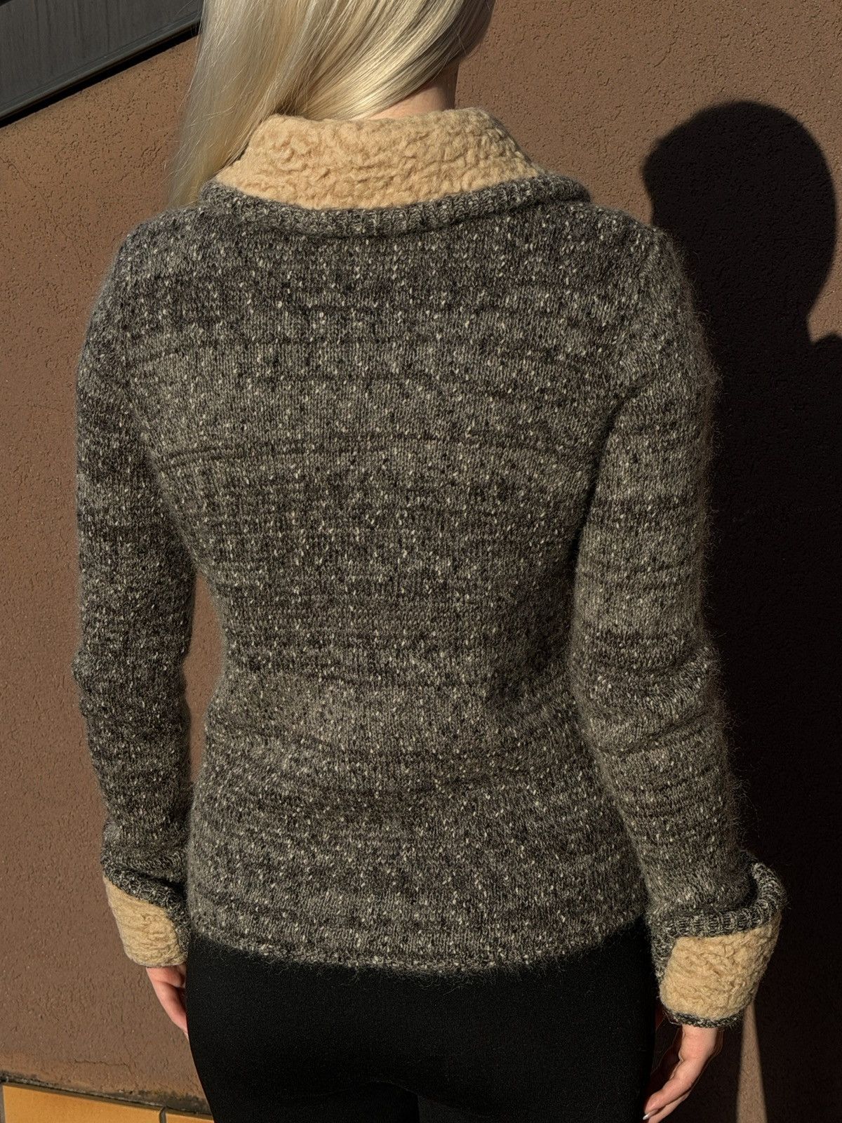 Prada Prada Charcoal Mohair Cardigan with Shearling Trim size 44 Size M / US 6-8 / IT 42-44 - 3 Thumbnail