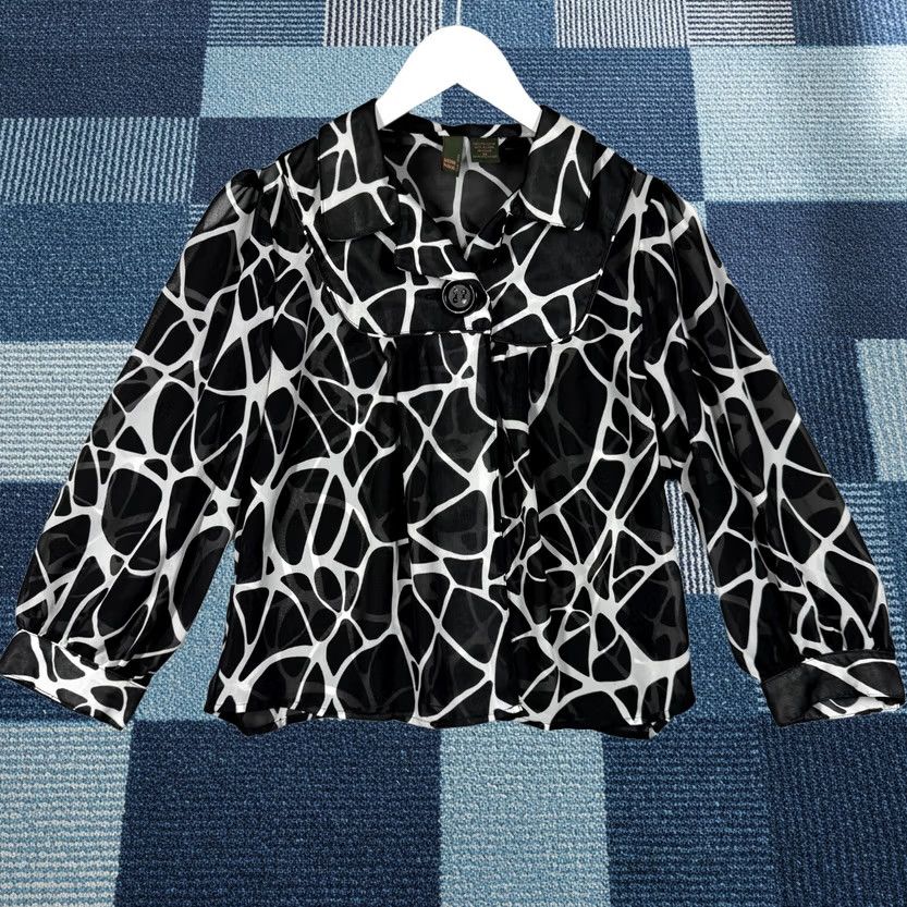 Vintage Serenade Top Womens Medium Black White Chic Flowy Office Casual Size M / US 6-8 / IT 42-44 - 1 Thumbnail