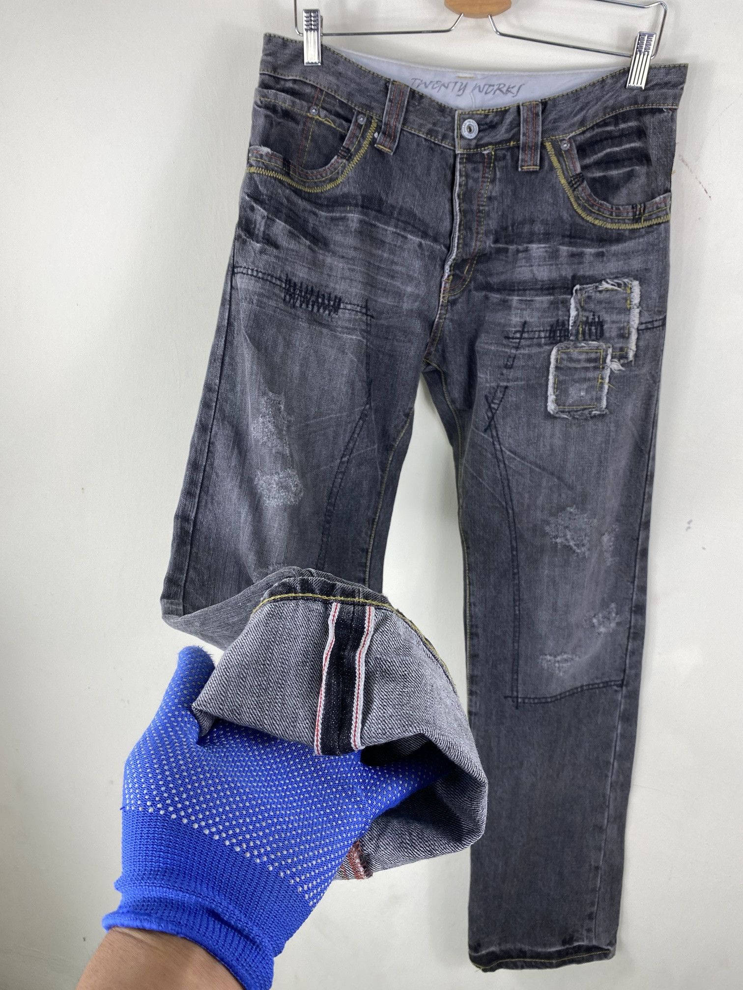 Japanese Brand Japan Twenty Works distressed doubleknee faded black jean Size US 32 / EU 48 - 1 Thumbnail