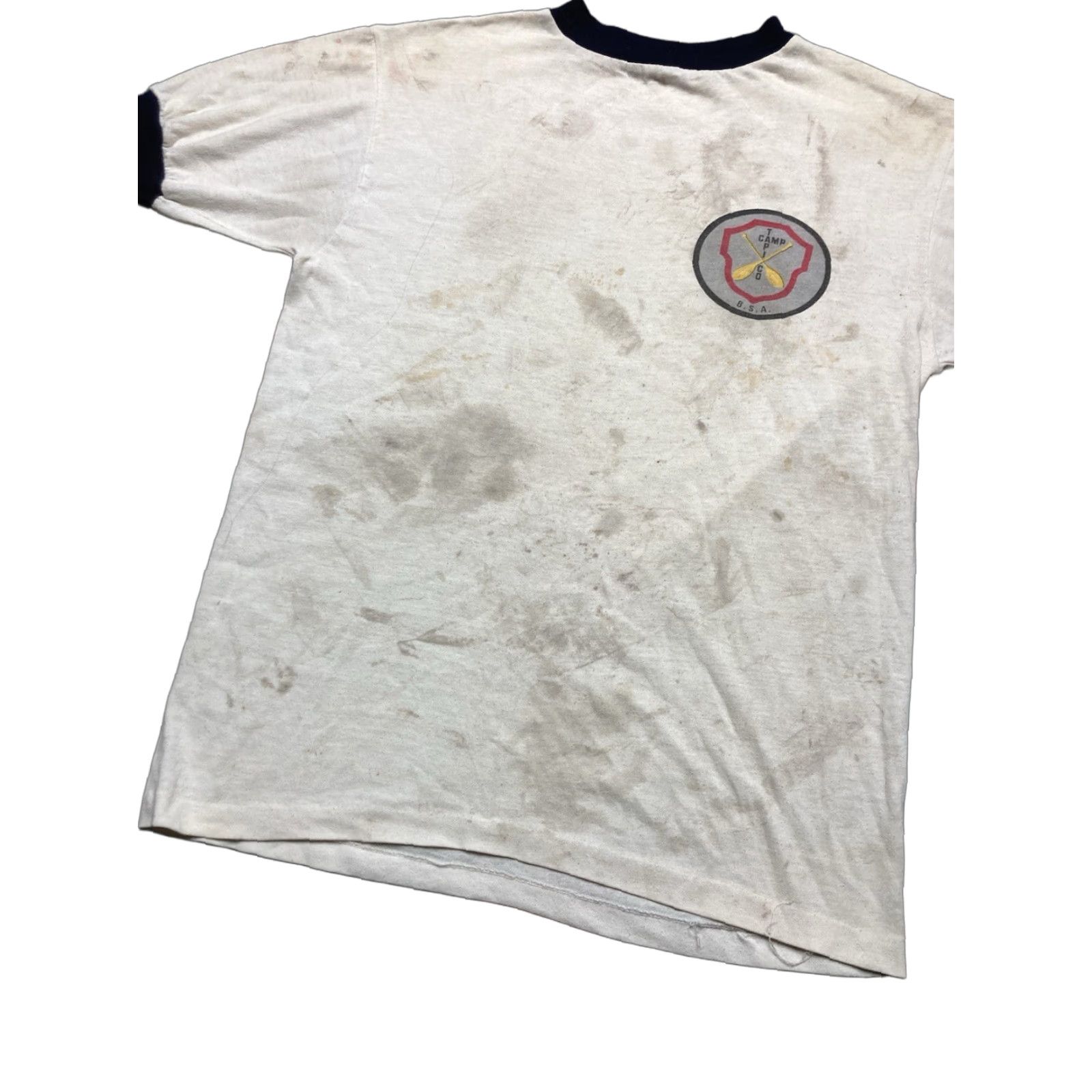Vintage VINTAGE Boy Scouts Camp Tapico ringer T-Shirt 70s 80s distressed large White Men L Size US L / EU 52-54 / 3 - 1 Thumbnail