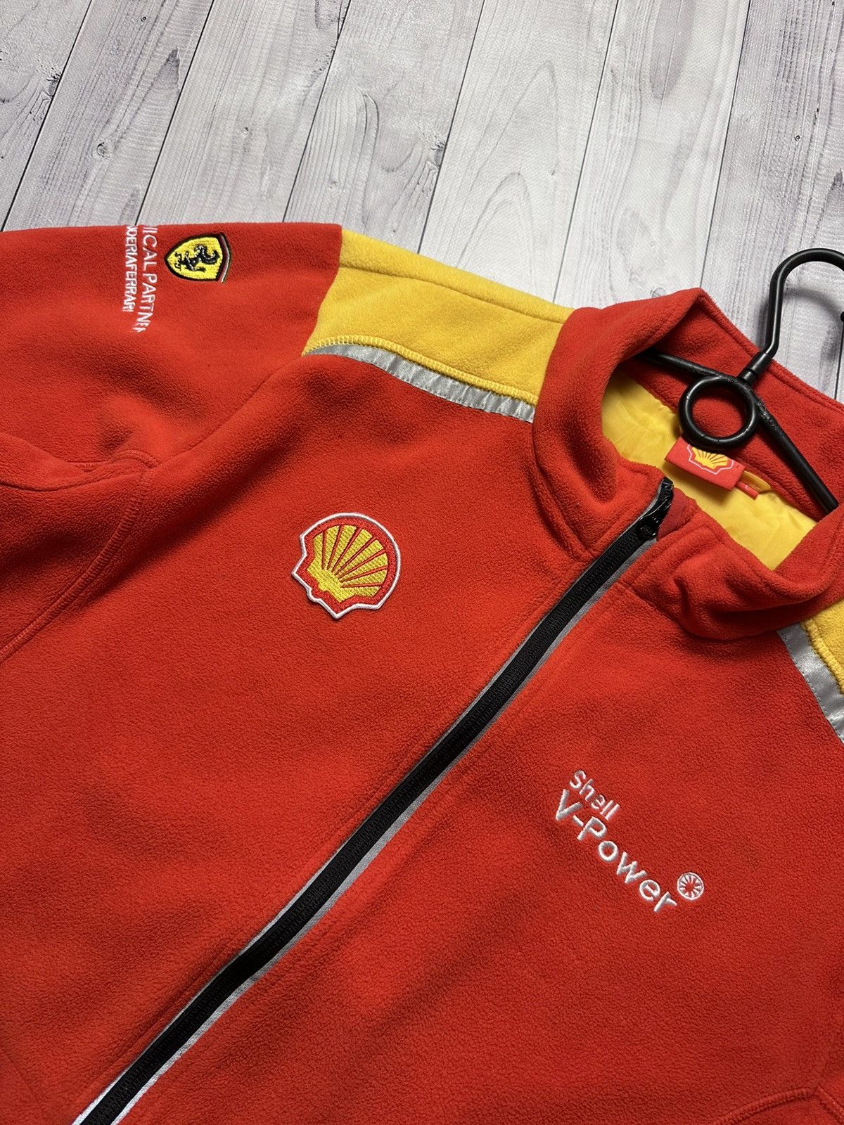 Vintage Ferrari racing fleece jacket red Shell big logo L