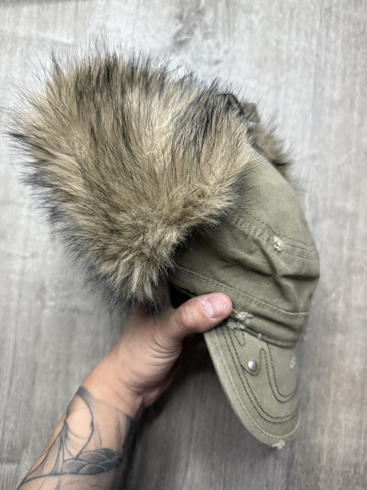 Trendt Vision Trendt Vision Olive Fur Cap Size ONE SIZE - 2 Thumbnail