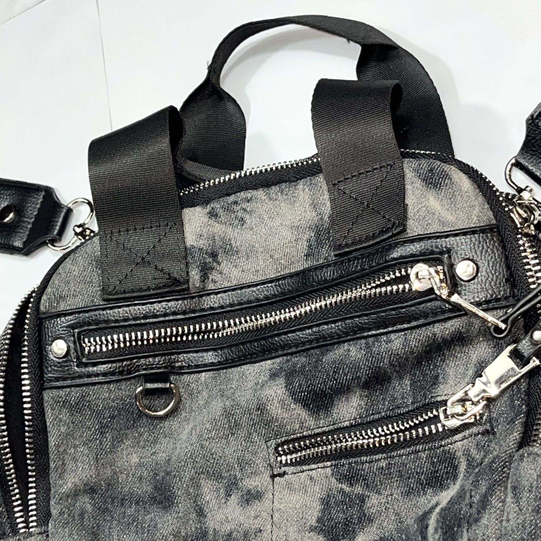 Steve Madden Steve Madden Black Gray DENIM MINI BACKPACK Zip Purse Shoulder Bag Emo Punk Y2K Size ONE SIZE - 7 Thumbnail