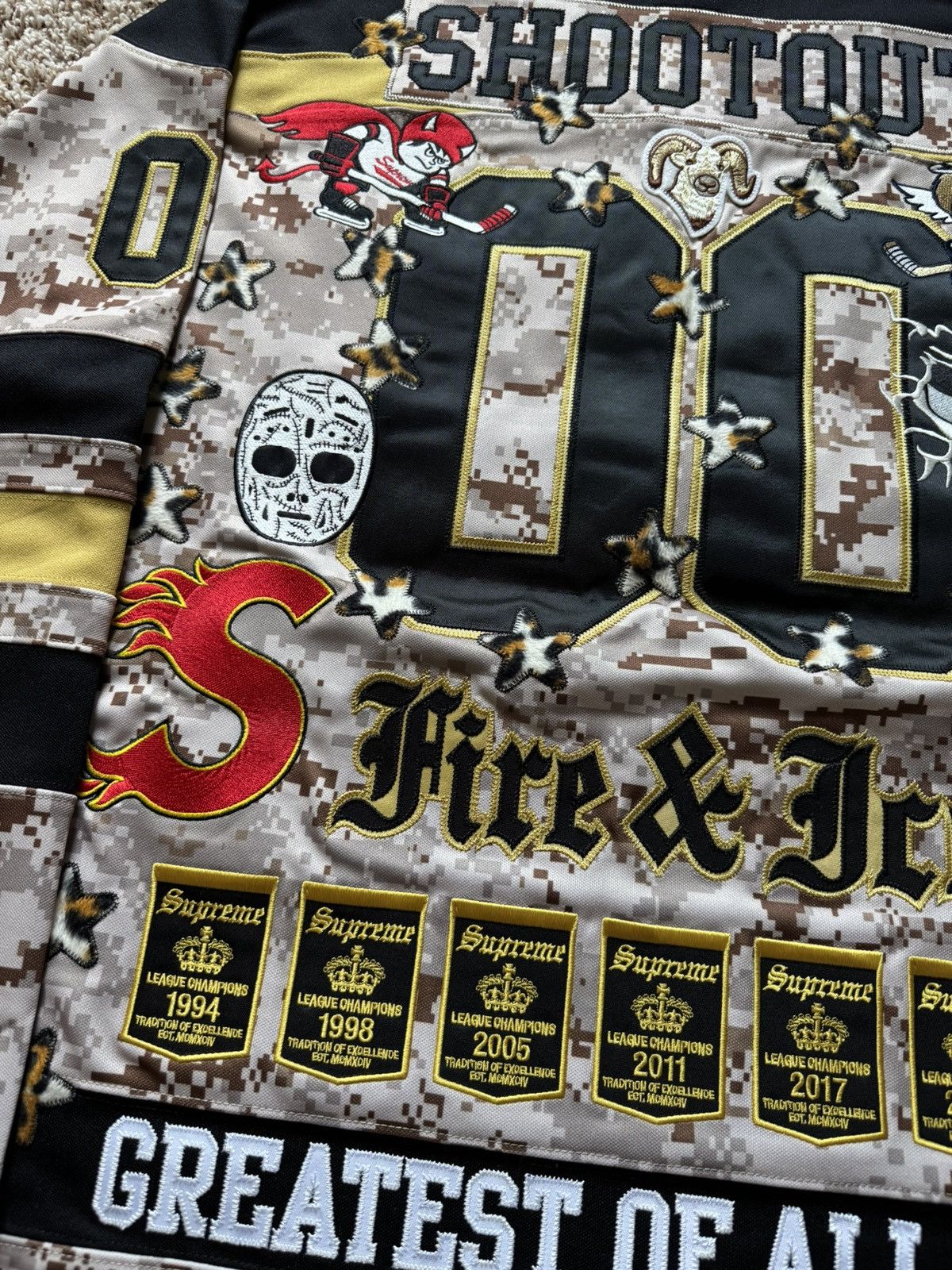 Supreme Supreme Fire & Ice Patches Hockey Jersey Camo Yellow Size US L / EU 52-54 / 3 - 3 Thumbnail