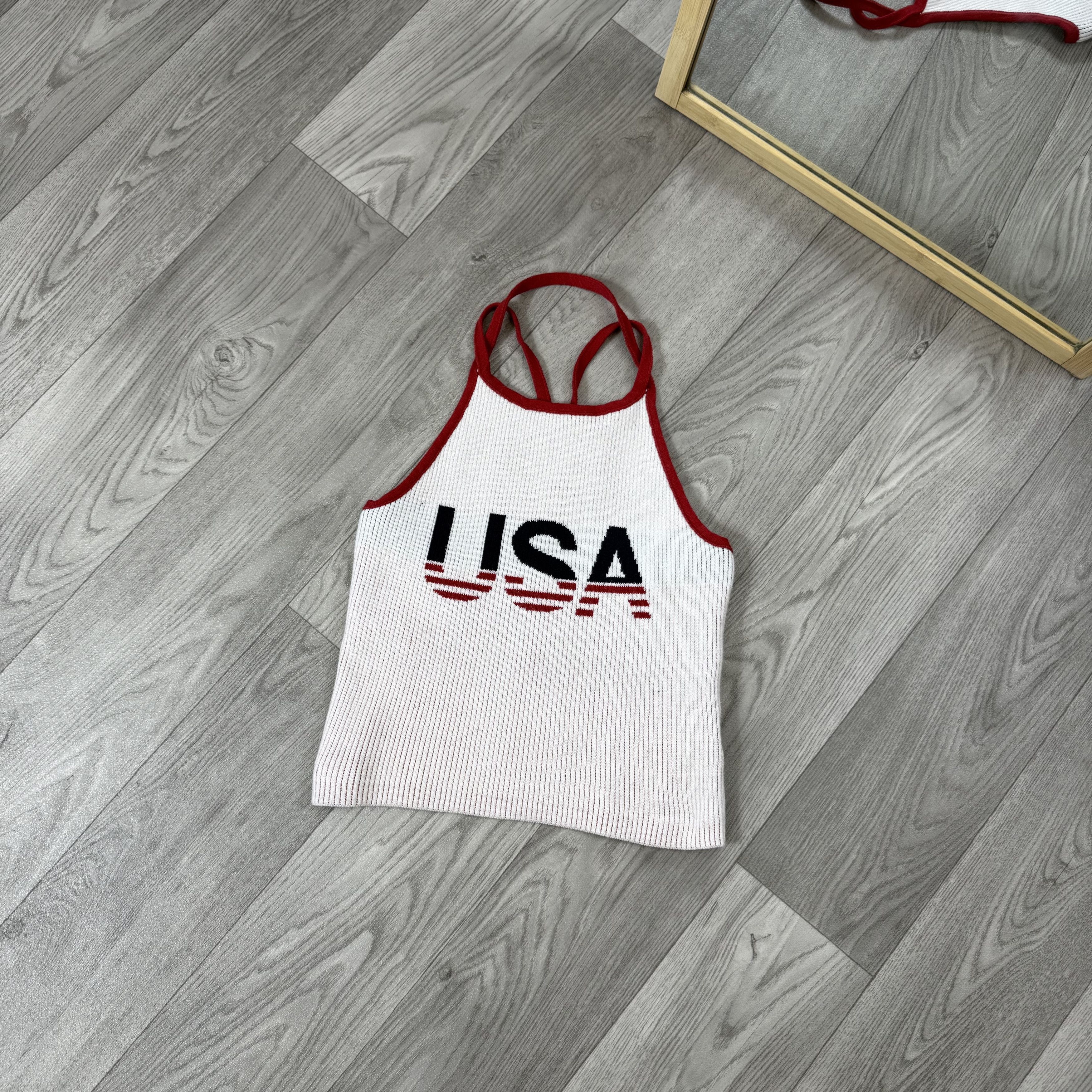 Vintage Vintage USA 90s Rare Knit White American Women's Tank Top Size S / US 4 / IT 40 - 1 Thumbnail