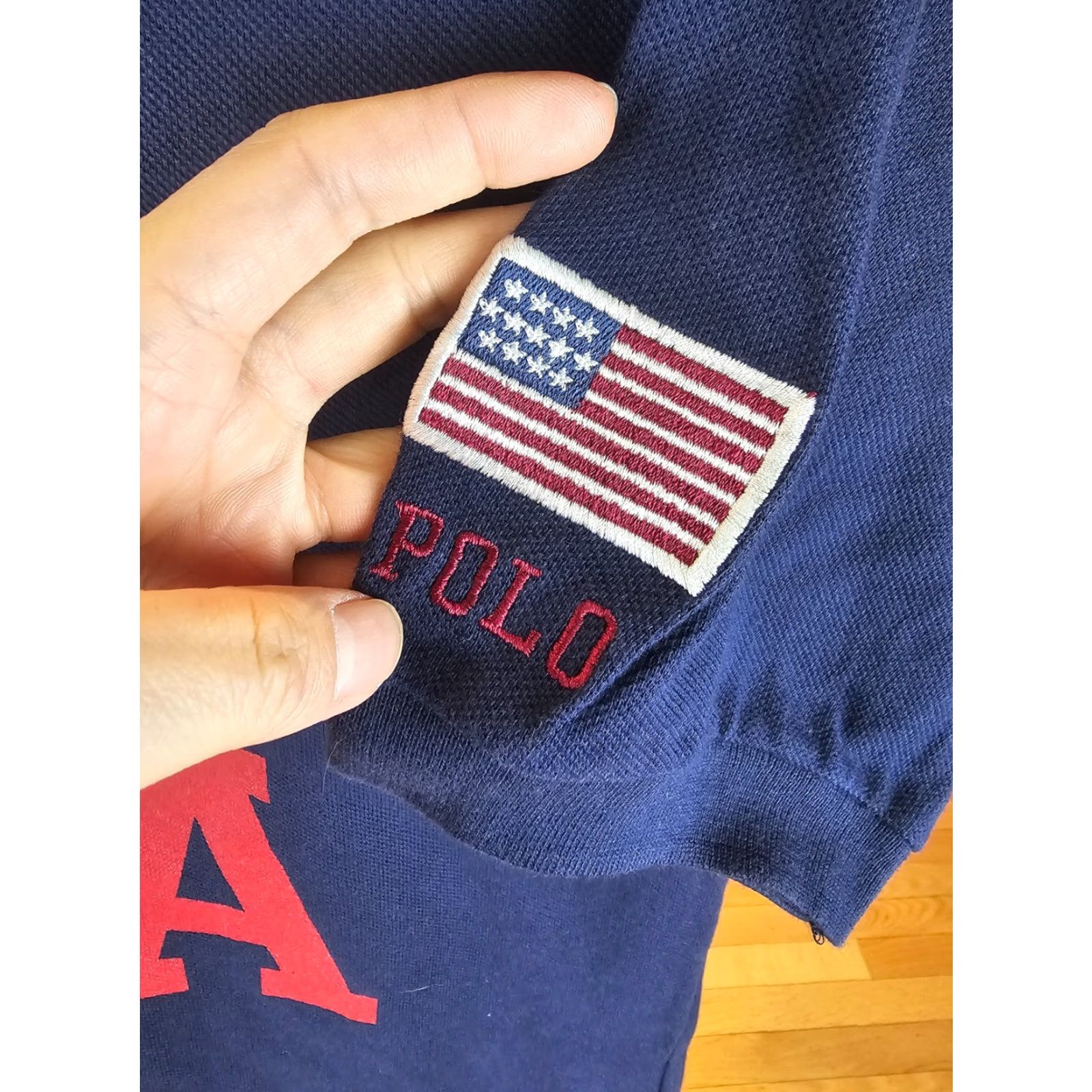 Polo Ralph Lauren VINTAGE Polo Ralph Lauren NAVY USA SPELL PRINT FLAG POLO SHIRT SZ MEDIUM US FLAG SHIRT Mens Size US M / EU 48-50 / 2 - 2 Thumbnail