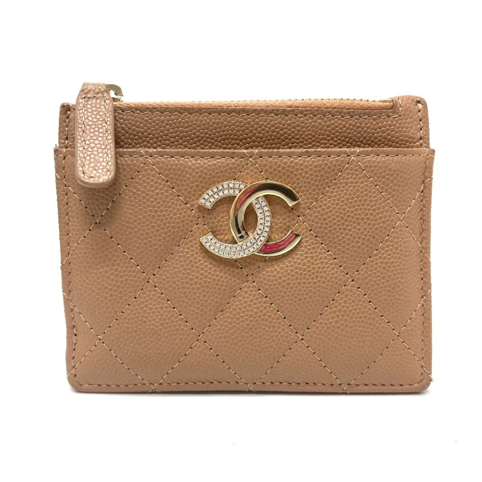 Chanel CHANEL Coco Mark Matelasse Wallet Compact Bi-fold Caviar Skin Women's Beige Size ONE SIZE - 1 Thumbnail
