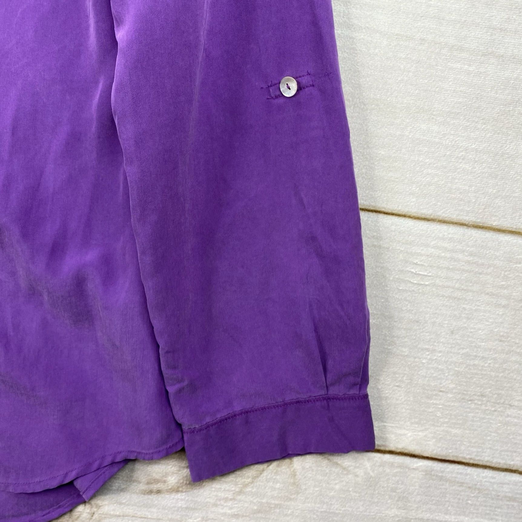 Vintage Chico's Womens Blouse Shirt S Purple Roll Tab Sleeve Button Up Modal Flowy Soft Vintage: No Size S / US 4 / IT 40 - 4 Thumbnail