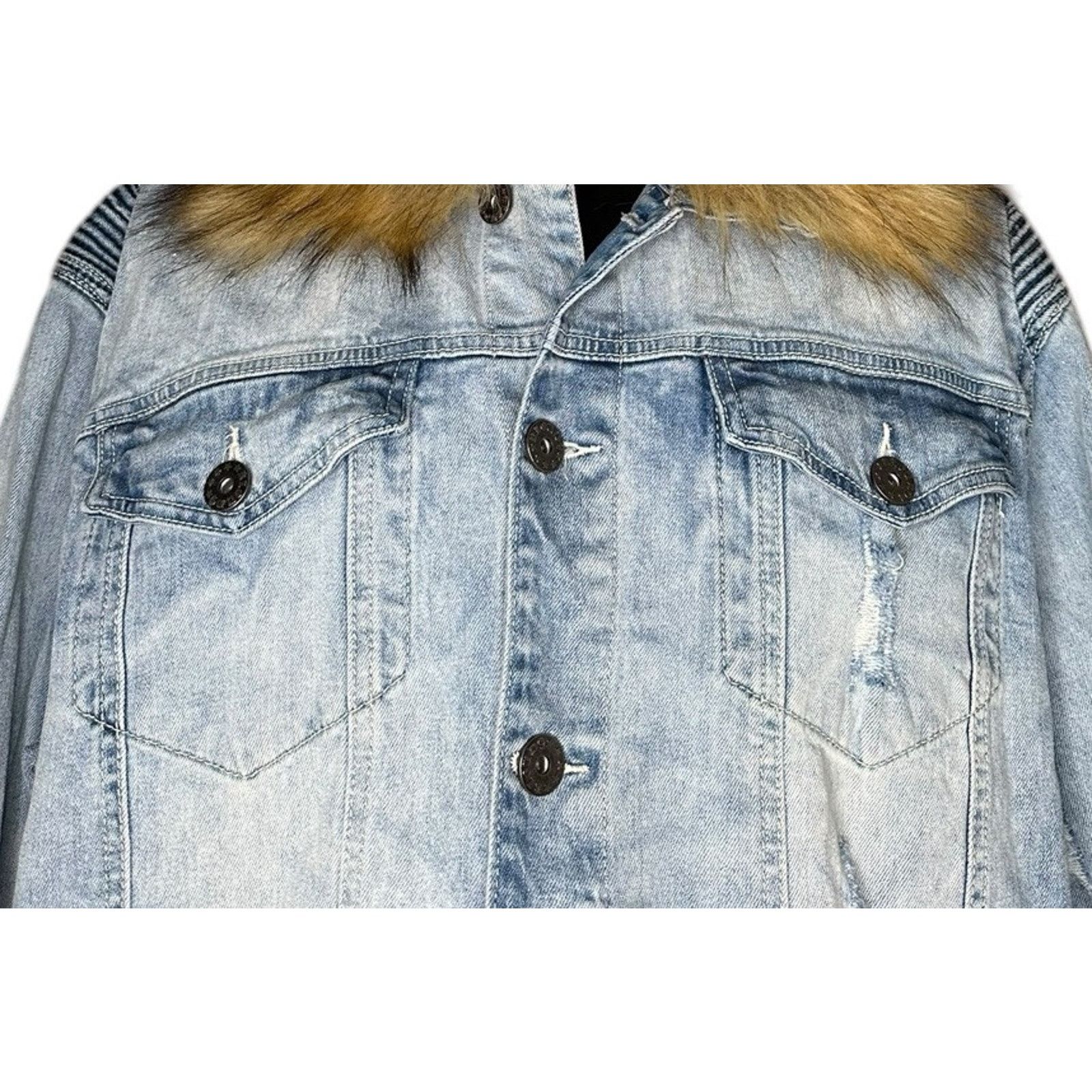 Other Kloud9 Jean Jacket Detachable Fur Collar Distressed 2XL Size US XXL / EU 58 / 5 - 3 Thumbnail