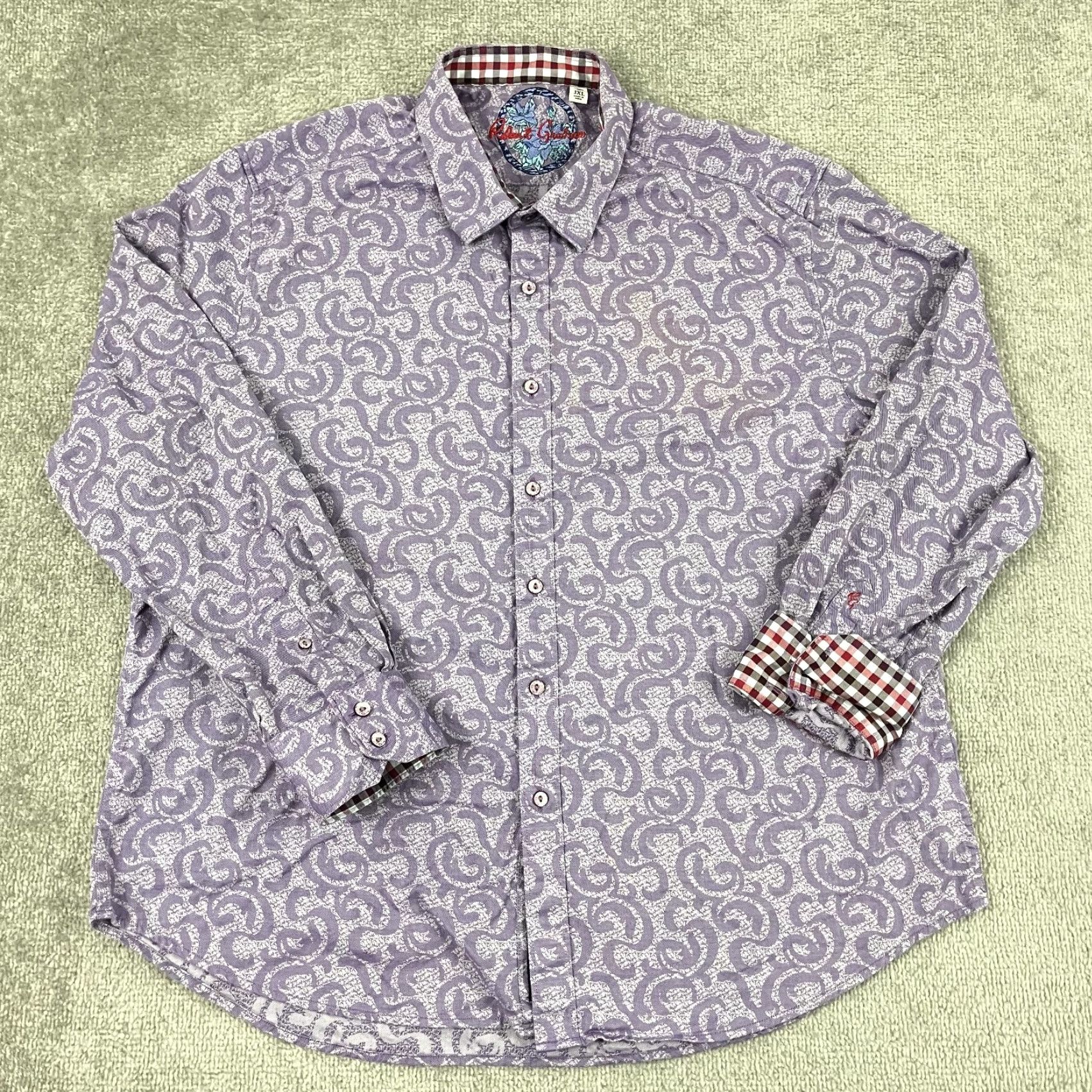 Robert Graham VINTAGE Robert Graham Men's Button-Up Shirt 3XL Purple Geometric Classic Casual Preppy Office Size US XXL / EU 58 / 5 - 2 Thumbnail