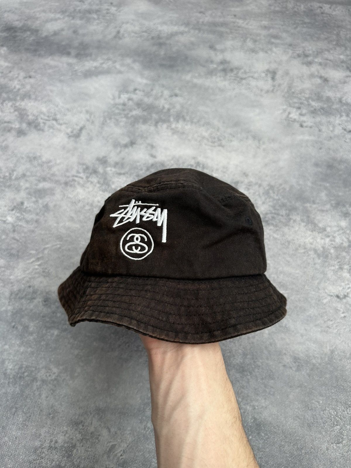 Stussy 💣Rare Stussy Black Washed Faded Bucket Hat Y2K Centre Logo Size ONE SIZE - 3 Thumbnail