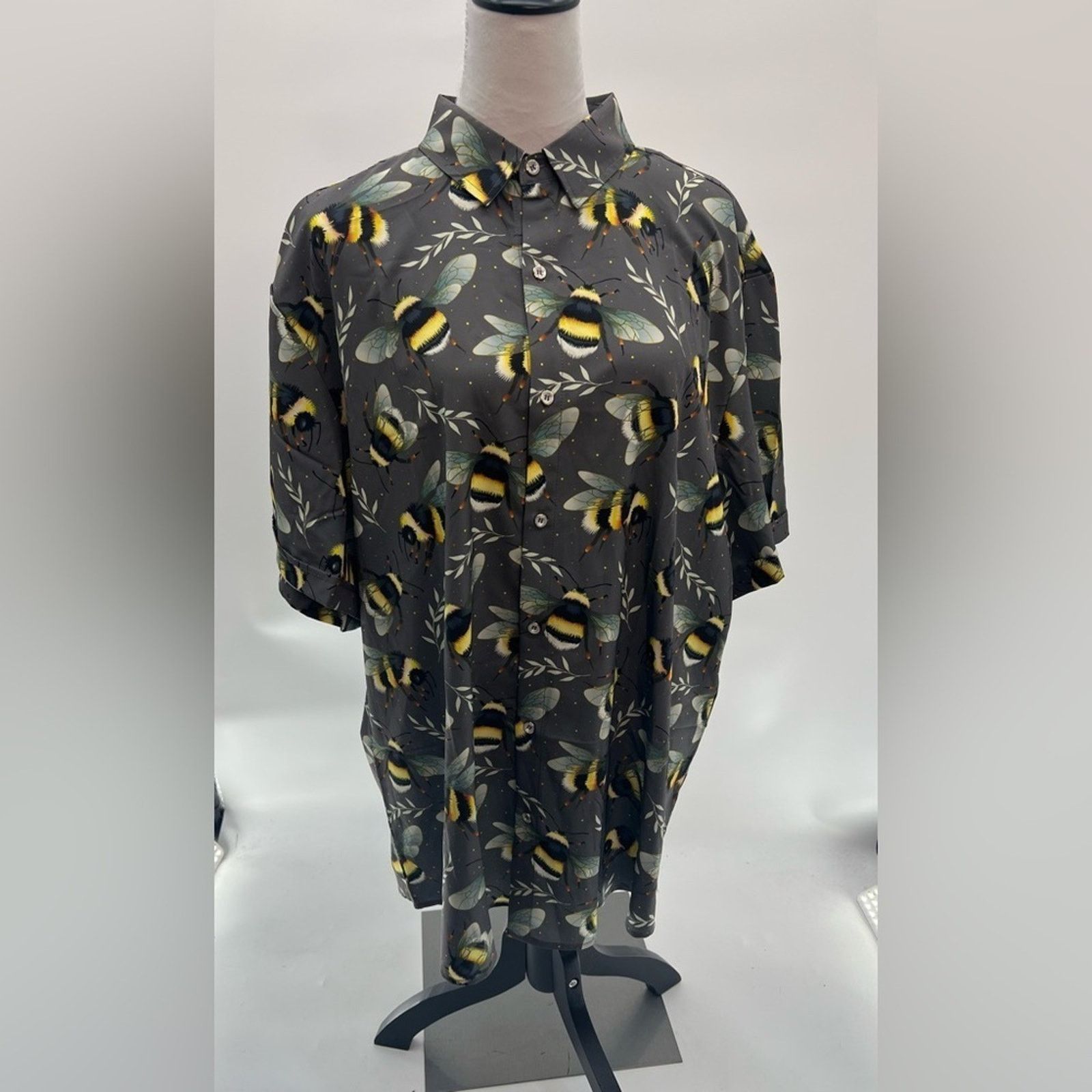 & Other Stories Simmashah Men's Bumble Bee Print Short Sleeve Shirt Size US 39 - 4 Thumbnail