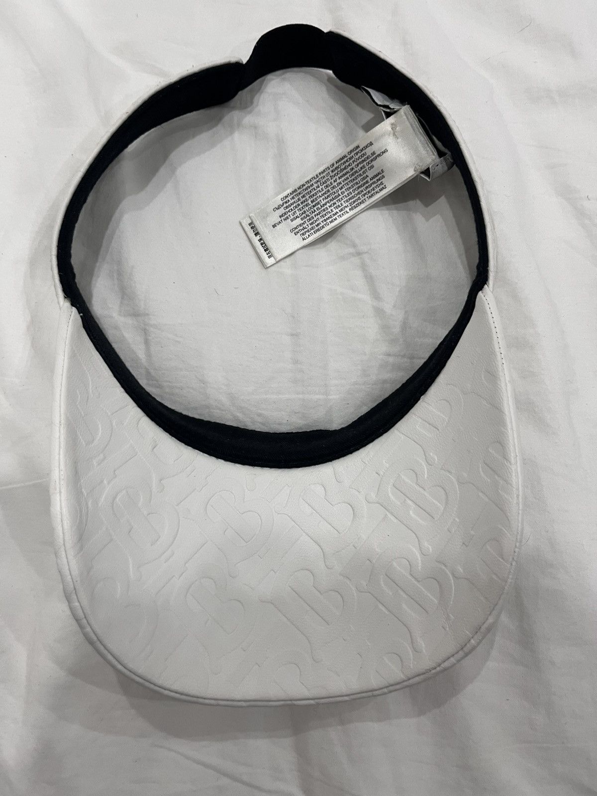 Burberry Burberry Monogram Leather Visor – White Size ONE SIZE - 4 Thumbnail