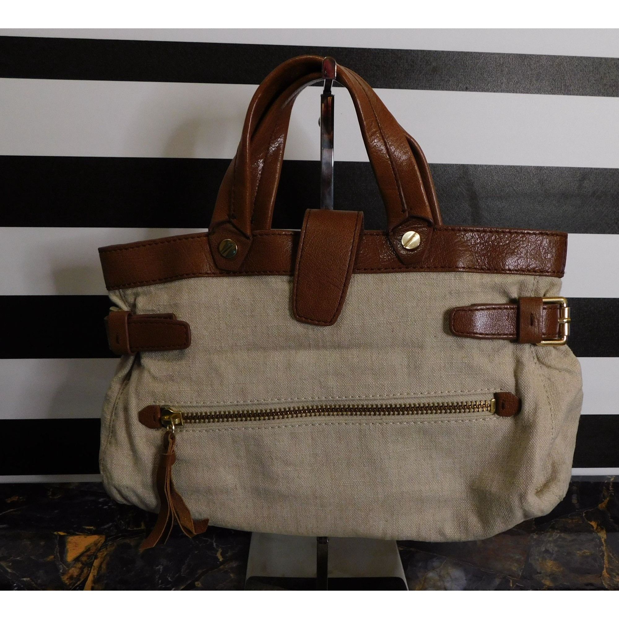 Other Foley + Corinna Brown Leather & Beige Canvas Shoulder Bag Wi Size ONE SIZE - 1 Thumbnail