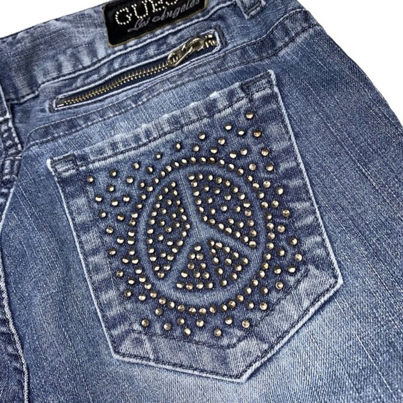 Guess Guess | Vintage Y2K Daredevil Skinny Embellished Jeans | 26 Size 26" / US 2 / IT 38 - 10 Thumbnail